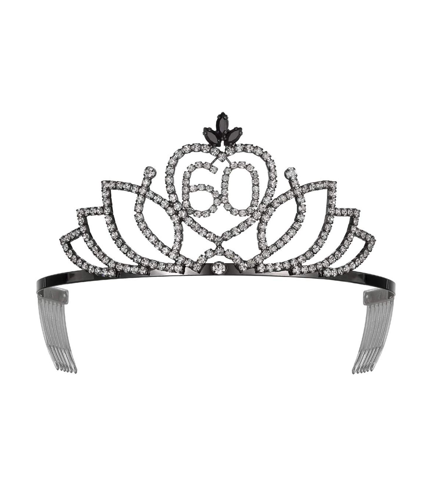 YZHSTONE Women 60th Birthday Queen Crown - Black Metal Rhinestone Crystal Tiara for Princess Costume Prom Queen, 2.5 Tall - Buy Online on GoSupps.com