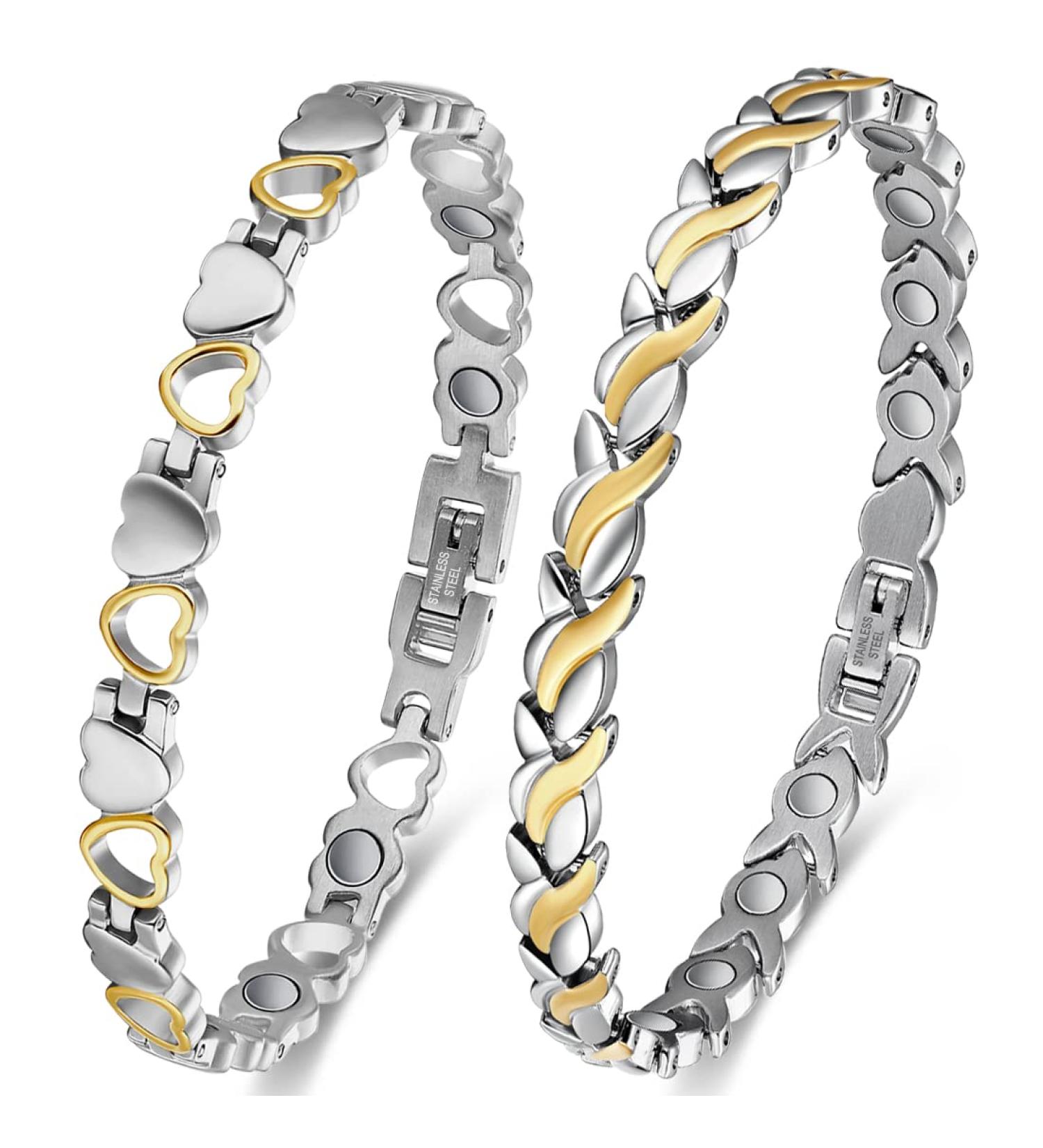 Buy Vicmag Titanstahl Magnet Hardship Bands for Women - Ultra-Strong Magnets Stylish Design Gift Box & Adaptation Tool - Siber & Gold 2 Pieces - Buy Online on GoSupps.com