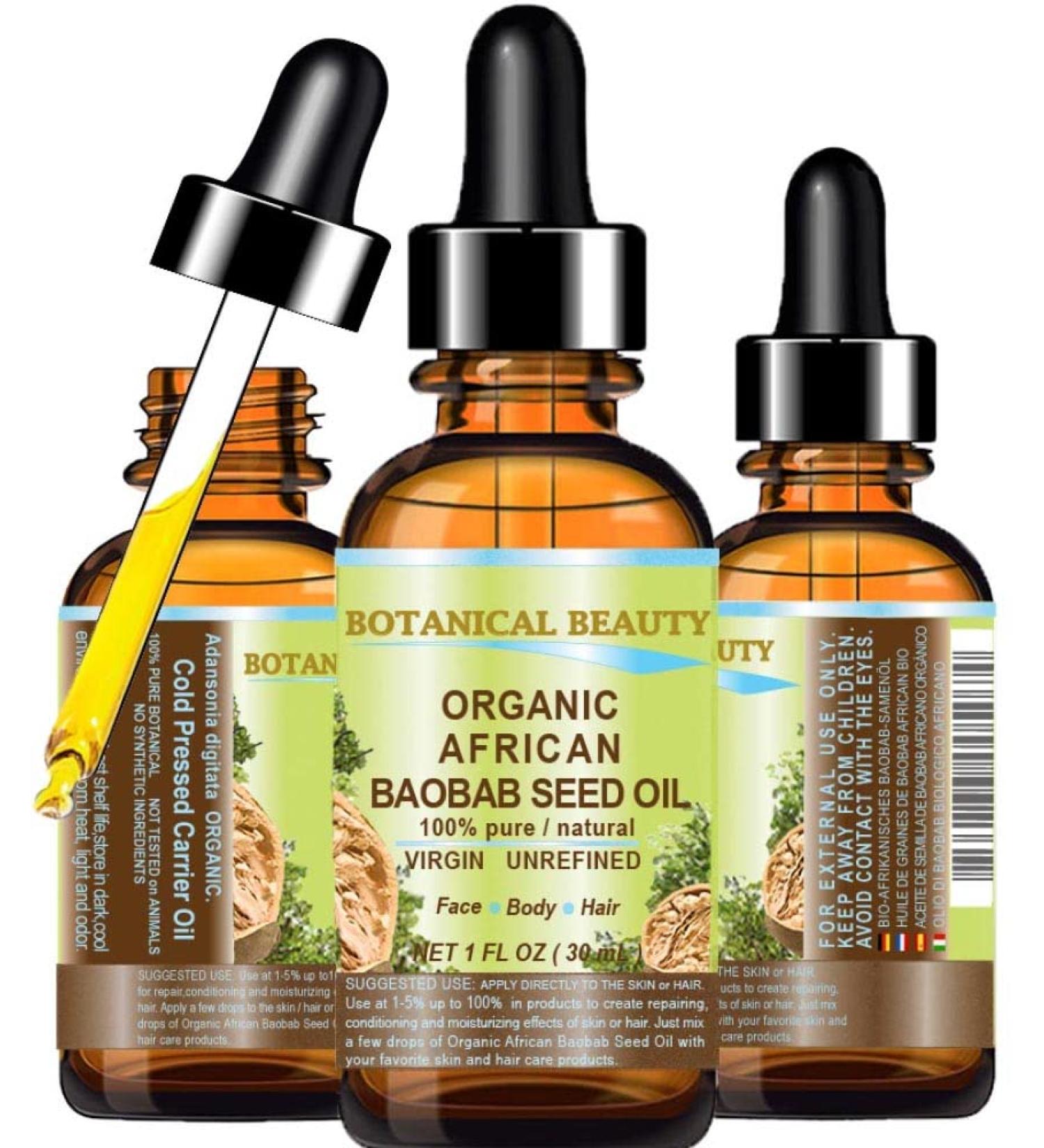 Organic African Baobab Oil - 100% Pure Cold Pressed Carrier Oil for Skin, Hair, Lips, and Nails - 1 fl. oz (30ml) - Buy Online on GoSupps.com