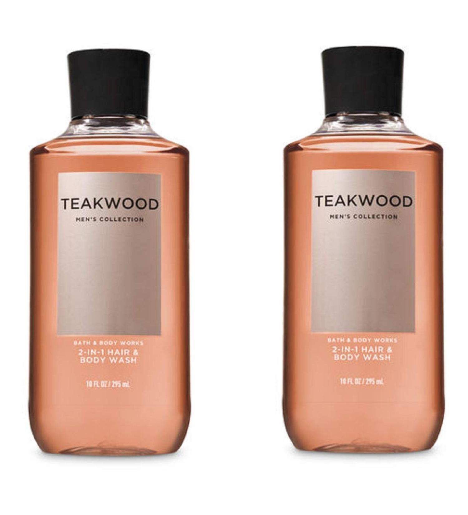 Bath and Body Works Signature Collection Teakwood 2-in-1 Hair + Body Wash (2 Pack) Teakwood 3-in-1 (Packaging may vary) 10 Fl Oz (Pack of 2)