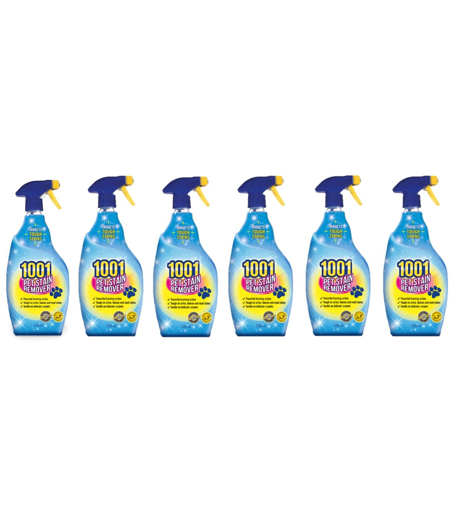 1001 Pet Stain and Odour Remover Tough On Stubborn Stains Gentle On Rugs Upholstery and Carpets Pack of 6 500 ml - Buy Online on GoSupps.com