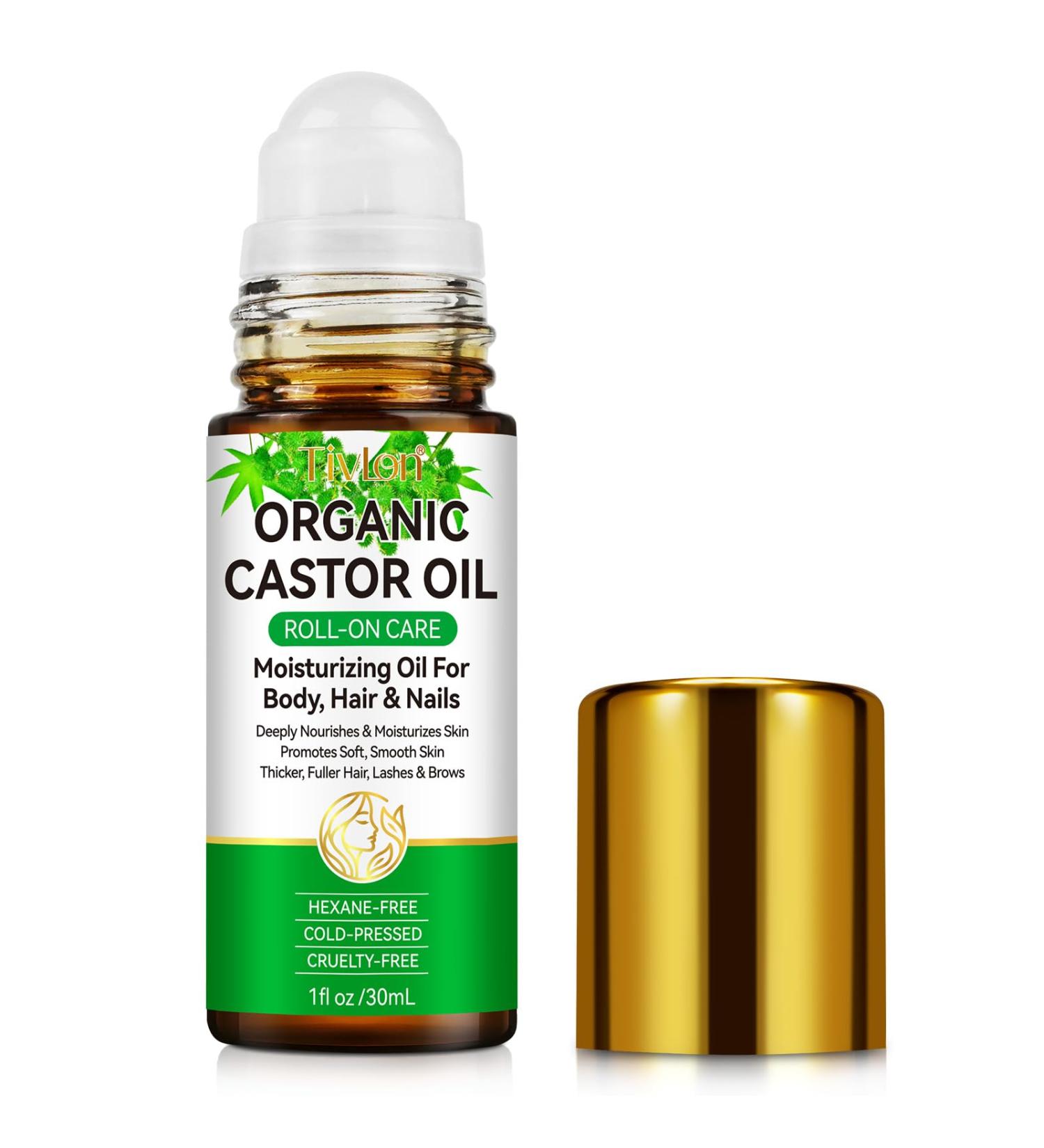 ISUNRISE Castor Oil Roll On for Belly Face Under Eyes Body Skin and Hair - 100% Pure Hexane Free Cold Pressed Organic Castor Oil Roller Easy Application and Absorb - 1fl.oz - Buy Online on GoSupps.com