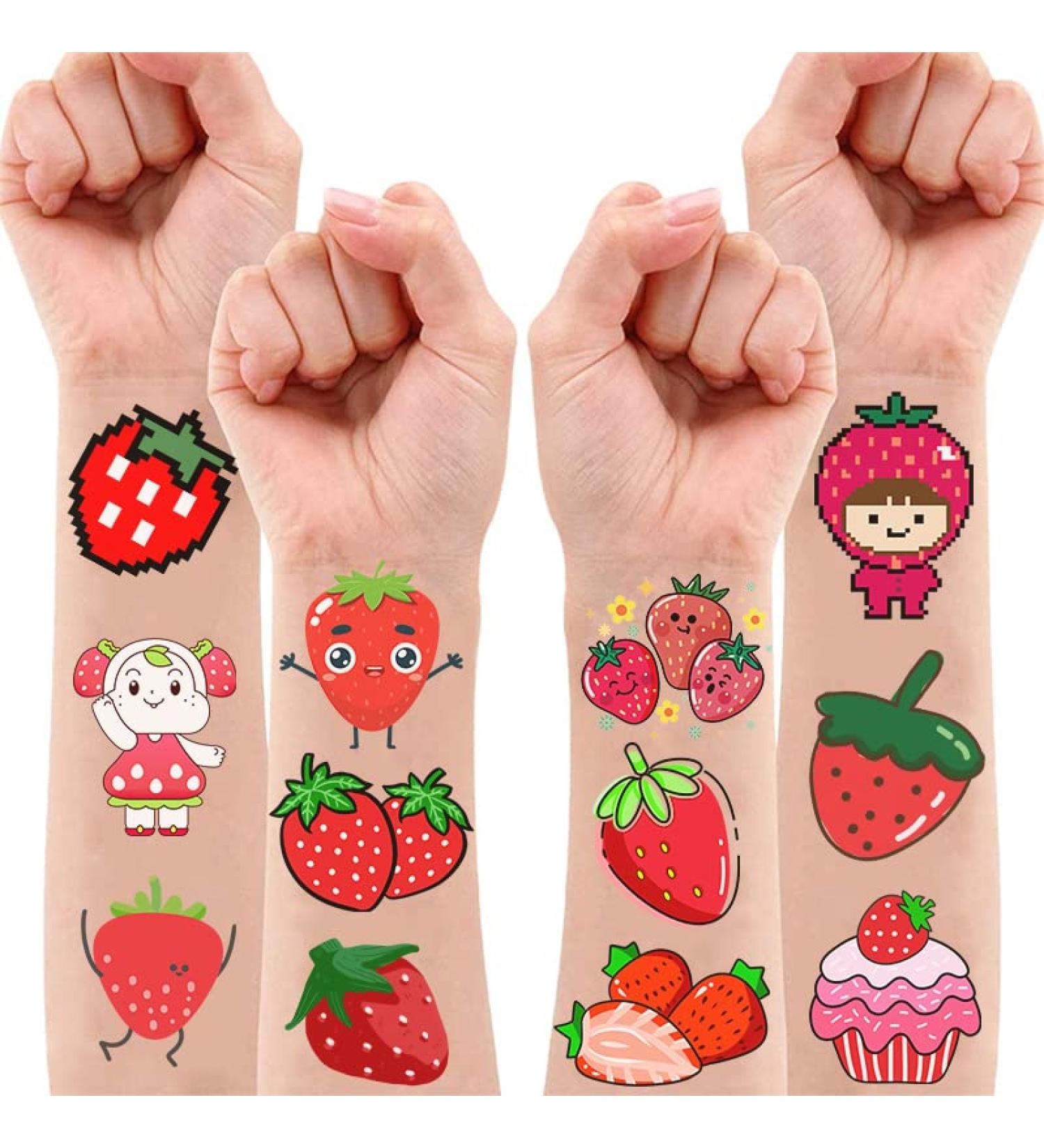 96 Pcs Strawberry Temporary Tattoos for Kids - Perfect for Birthday Parties, Decorations, and School Prizes - Buy Online on GoSupps.com