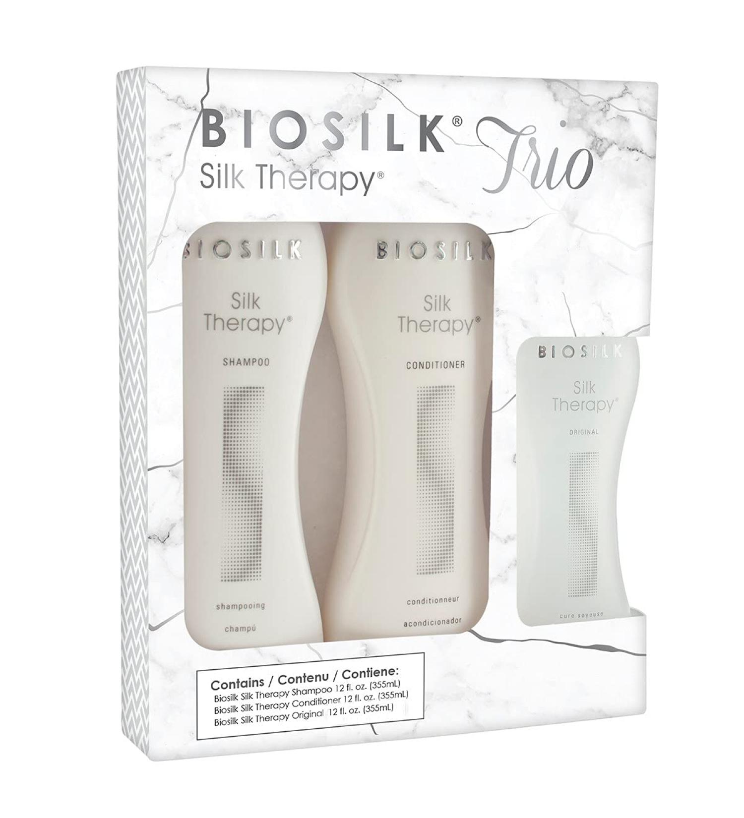 BioSilk Silk Therapy Trio Kit: Shampoo Conditioner and Silk Treatment - 36 fl oz