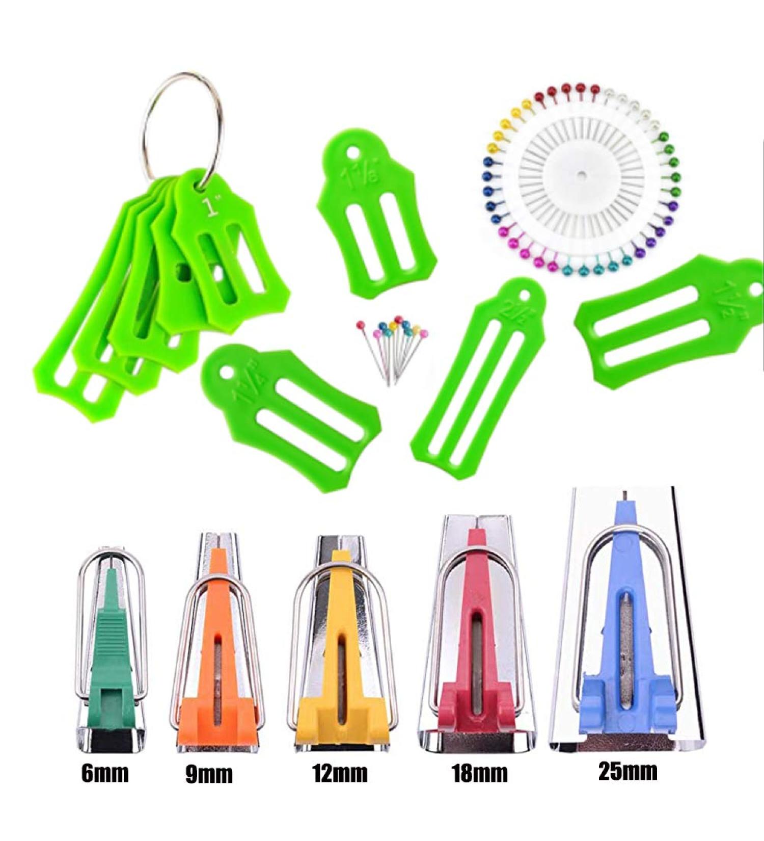 HONEYSEW 15 Size Fabric Bias Tape Maker Set with 40 Multi-Color Quilting Pins - Quilting Bias Binding Maker Kit - Buy Online on GoSupps.com