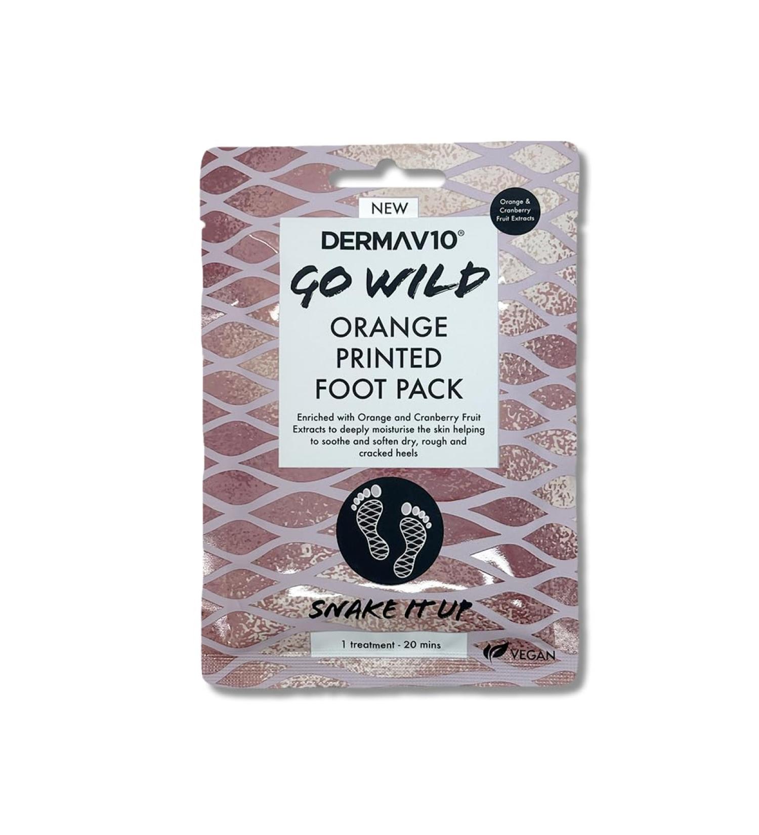 Derma V10 Go Wild Foot Mask Vitamin E Hyaluronic Acid Orange And Cranberry Extract Moisturises And Nourishes Feet Softens Rough Dry And Cracked Heels Natural Ingredients Vegan Friendly - Buy Online on GoSupps.com