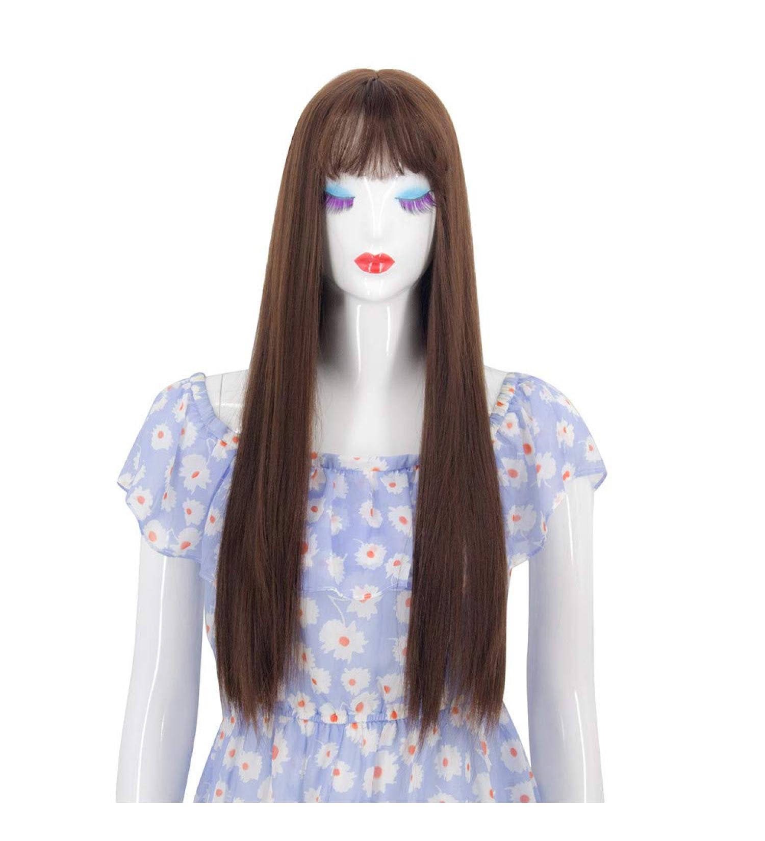 Wig Wig Women Langhaar Blonde Gold Black Black Gray Brown Brown Brown Women Brazilian Straight Loose Party Hair 50s 60s 70s 80s