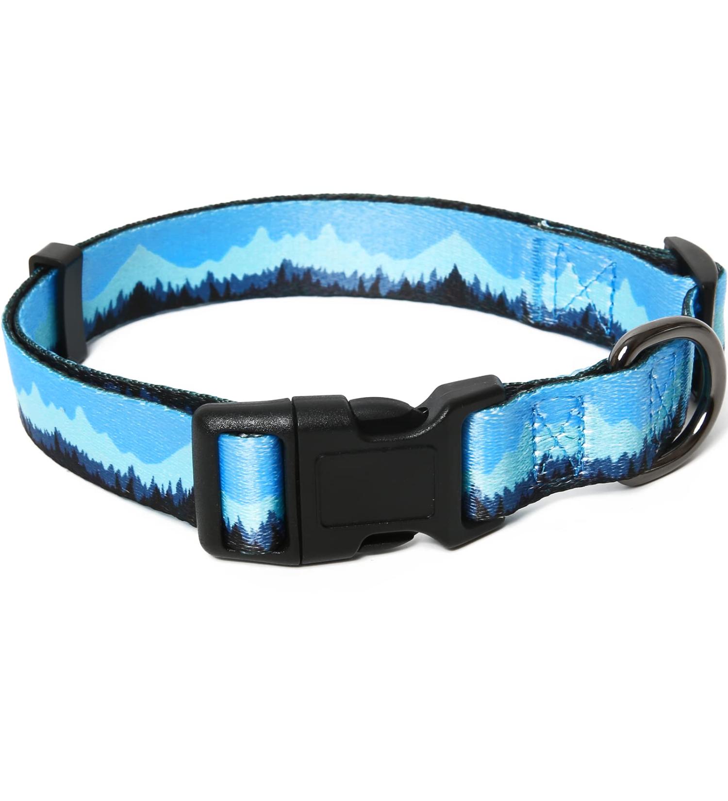 Heele Dog Collar for Small & Medium Dogs | Adjustable Comfortable Robust Patterned Dog Collars - Azure Blue (25-38cm) - Buy Online on GoSupps.com
