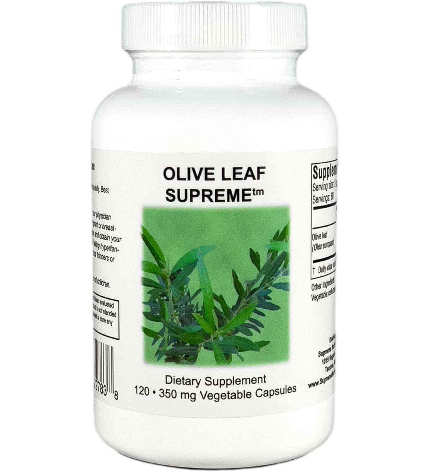Supreme Nutrition Olive Leaf Capsules - 120 Pure 375mg Capsules | 750mg per Serving - Buy Online on GoSupps.com