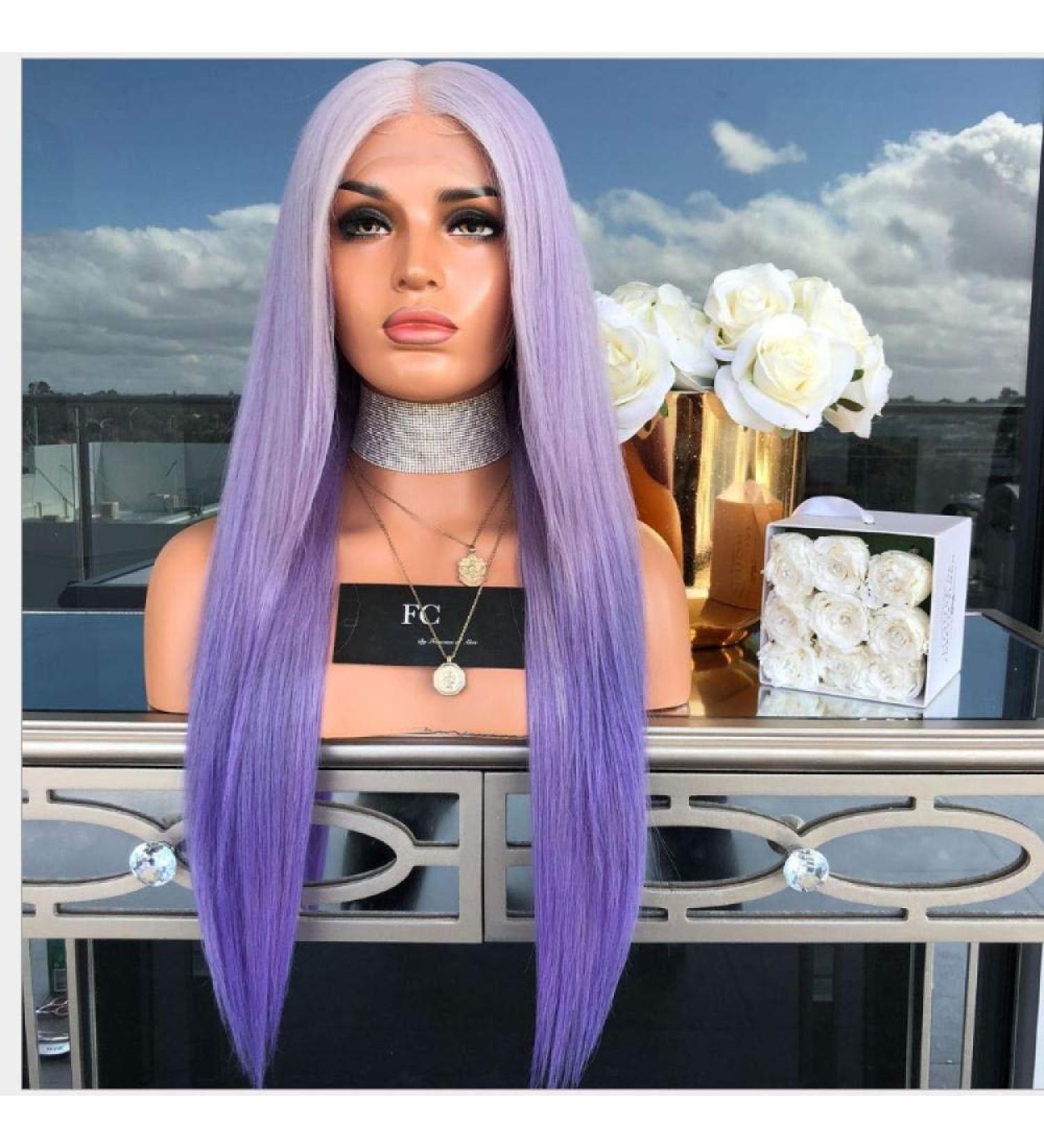 BGHJUE African Purple Long Straight Synthetic Wig - Heat Resistant Hair for Black Women - Buy Online on GoSupps.com