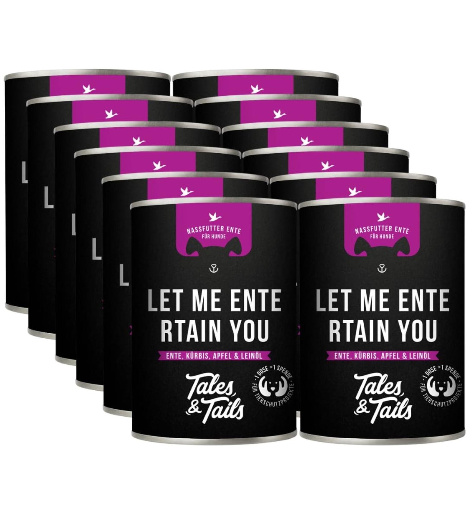 Tales & Tails Let me Entertain You Wet dog food | With 75% duck as animal protein source | Monoprotein | High acceptance and tolerance | 12 x 400 g - Buy Online on GoSupps.com