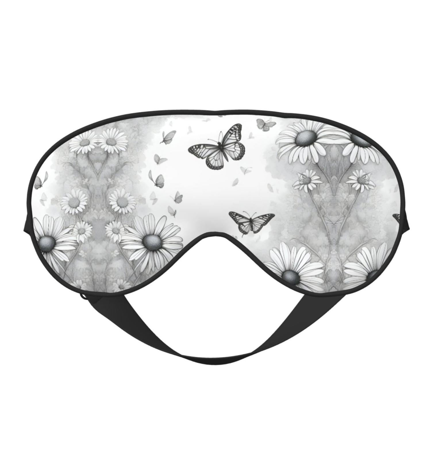 Buy Butterfly Daisy Print Unisex Sleep Eye Mask | Soft Comfort Eye Shade for Travel Yoga & Shift Work - International Shipping Available - Buy Online on GoSupps.com
