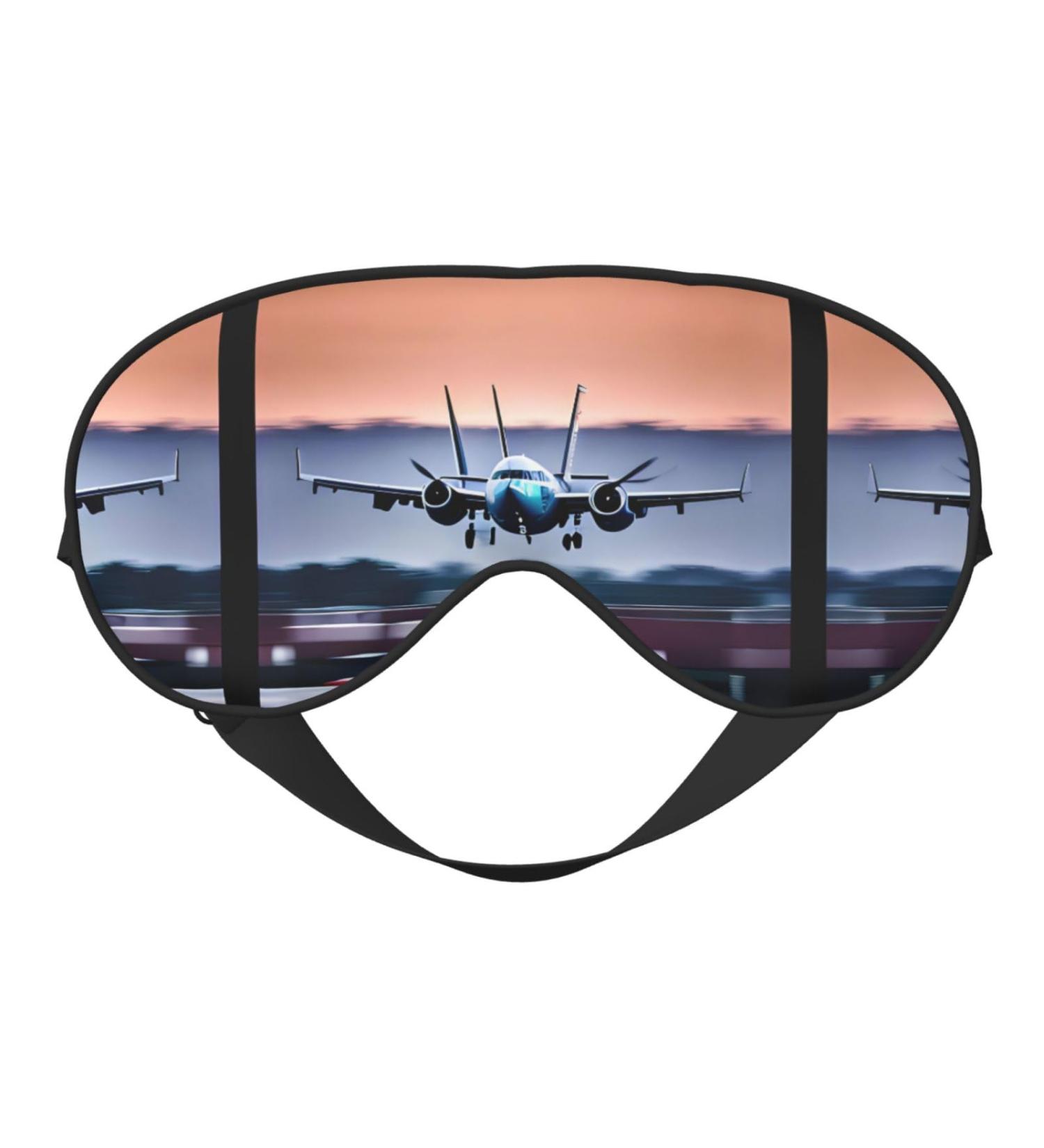 SSIMOO Airplane Print Double-Sided Eye Mask - Soft Light Blocking Sleep Aid for Quality Rest | International Shipping Available - Buy Online on GoSupps.com
