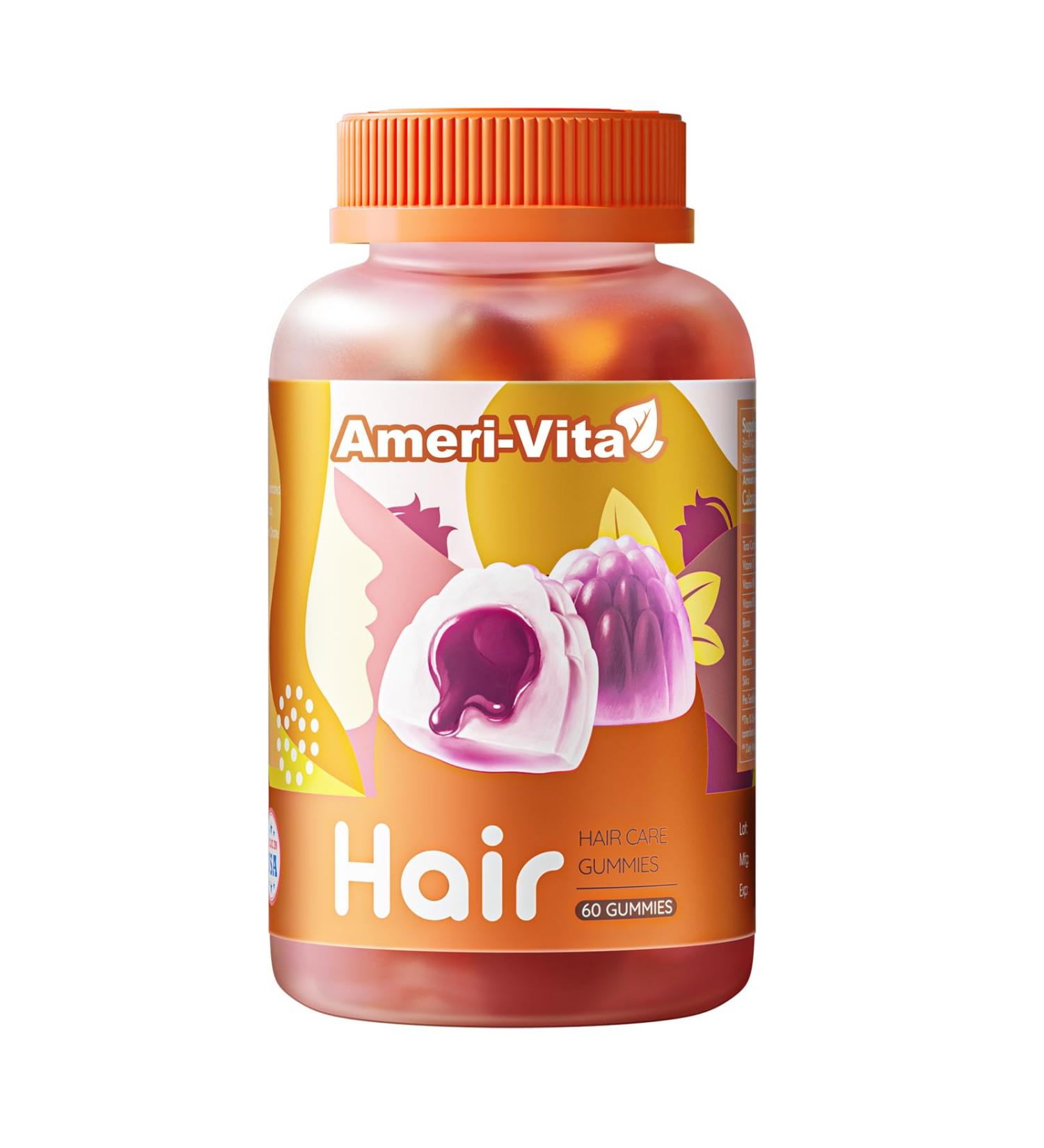 Ameri-Vita | Daily Biotin Gummies | 3000mcg Biotin Enhanced Formula | Vitamin C B6 B12 Keratin Zinc & Pea Sprout Extract | Vegan & Sugar Free | Blueberry Flavor Sugar-Free 60 Vegan Gummies
