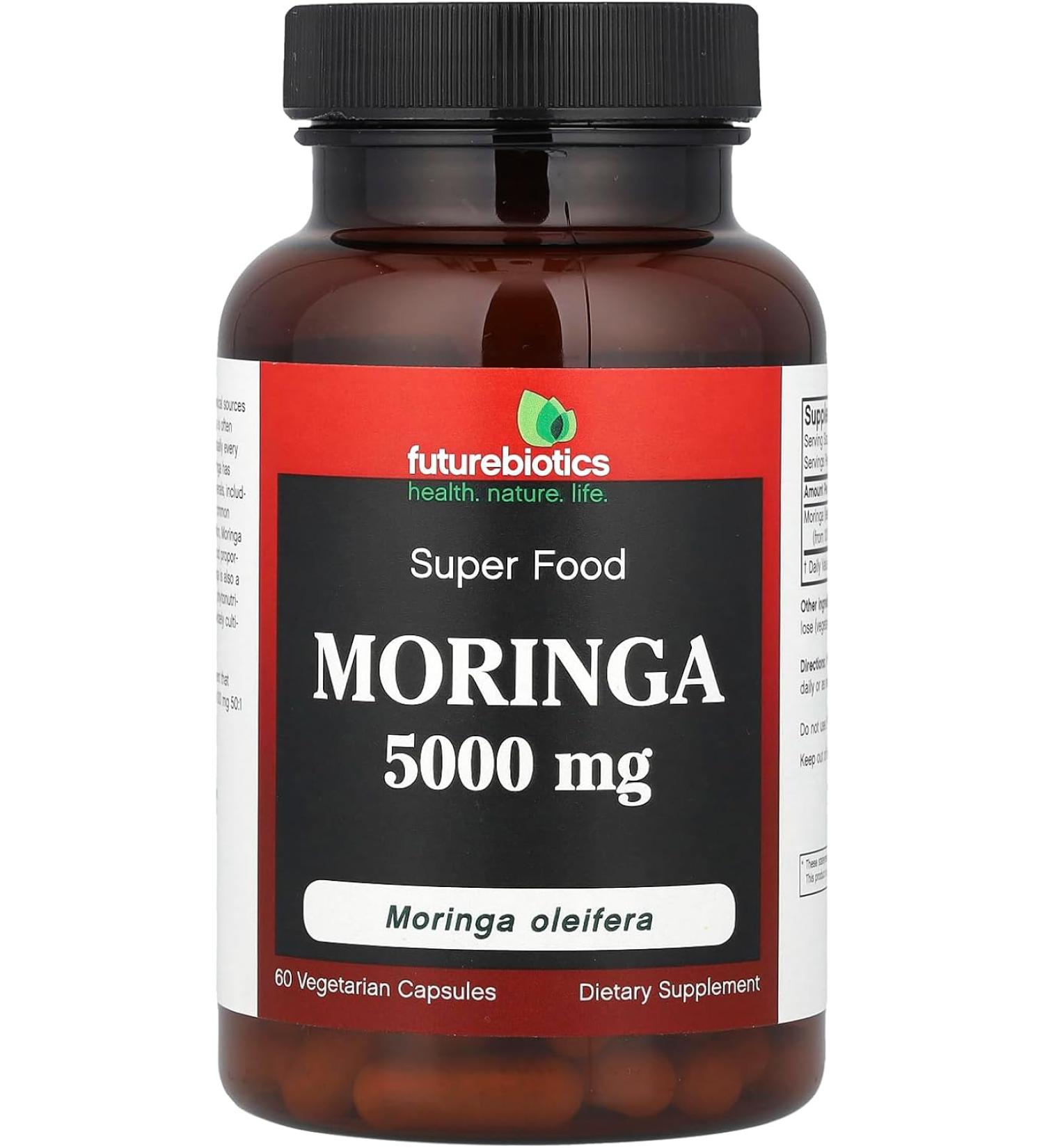 FutureBiotics Moringa 5000 mg - 60 Vegetarian Capsules for Energy & Wellness - Buy Online on GoSupps.com