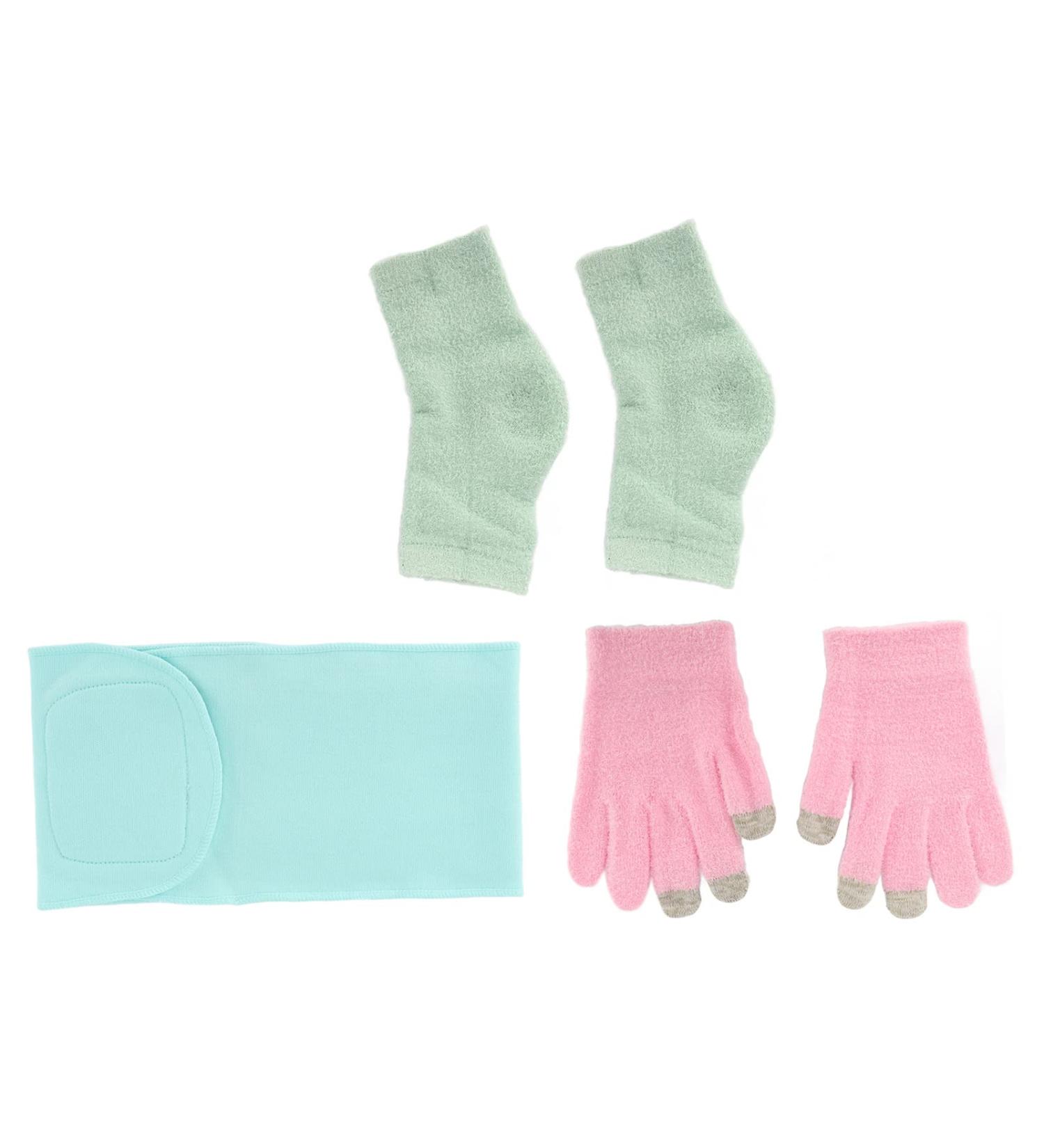 Qukaim Touch Screen Spa Gloves Touch Screen Spa Gel Socks Gloves Set for Cracked Dry Skin Reusable Moisturizing Gel Spa Neck Wrap Mask - Buy Online on GoSupps.com