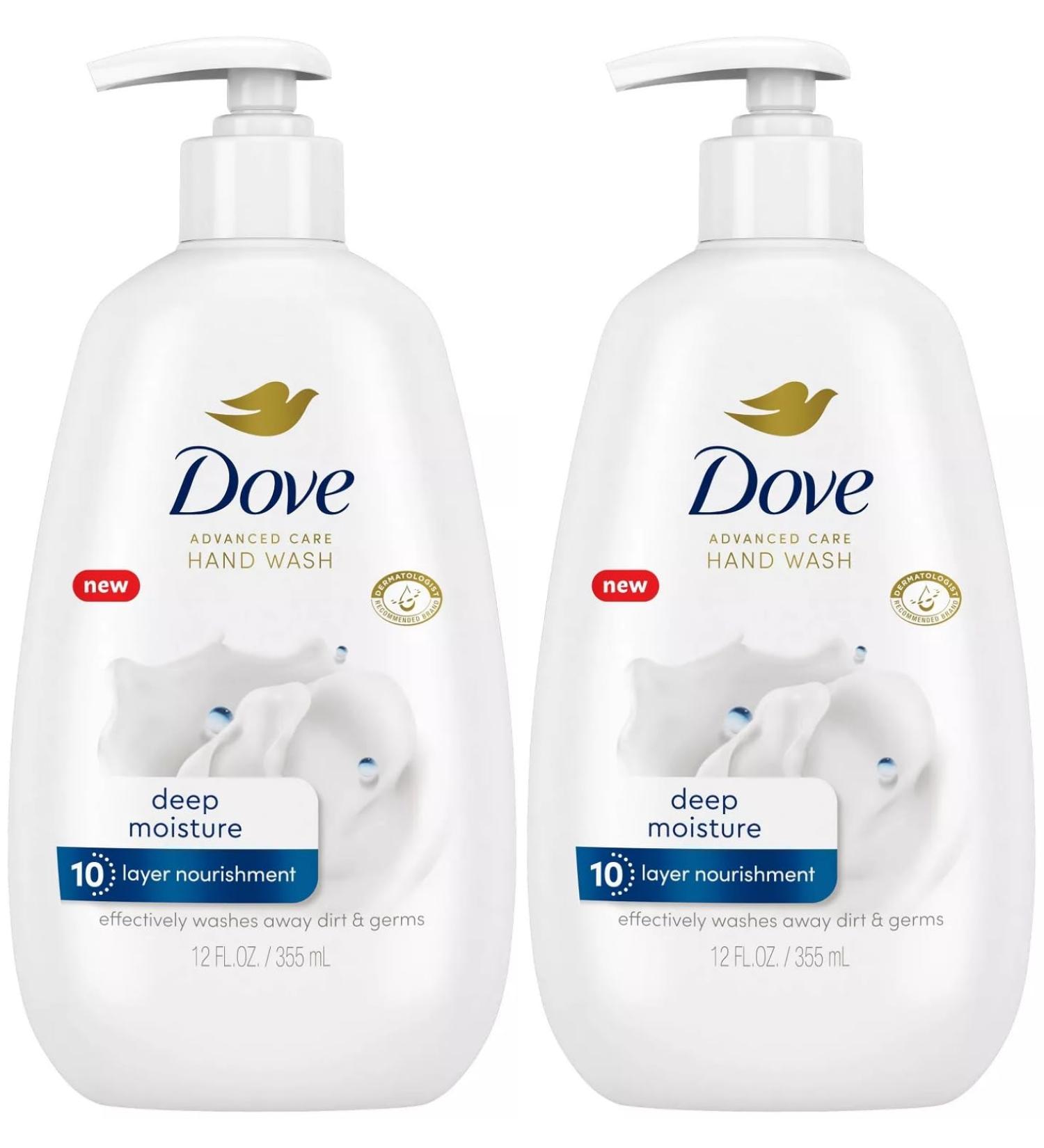 Dove Advanced Care Deep Moisture Hand Wash for Soft Smooth Skin More Moisturizers than the Leading Ordinary Hand Soap 12 oz