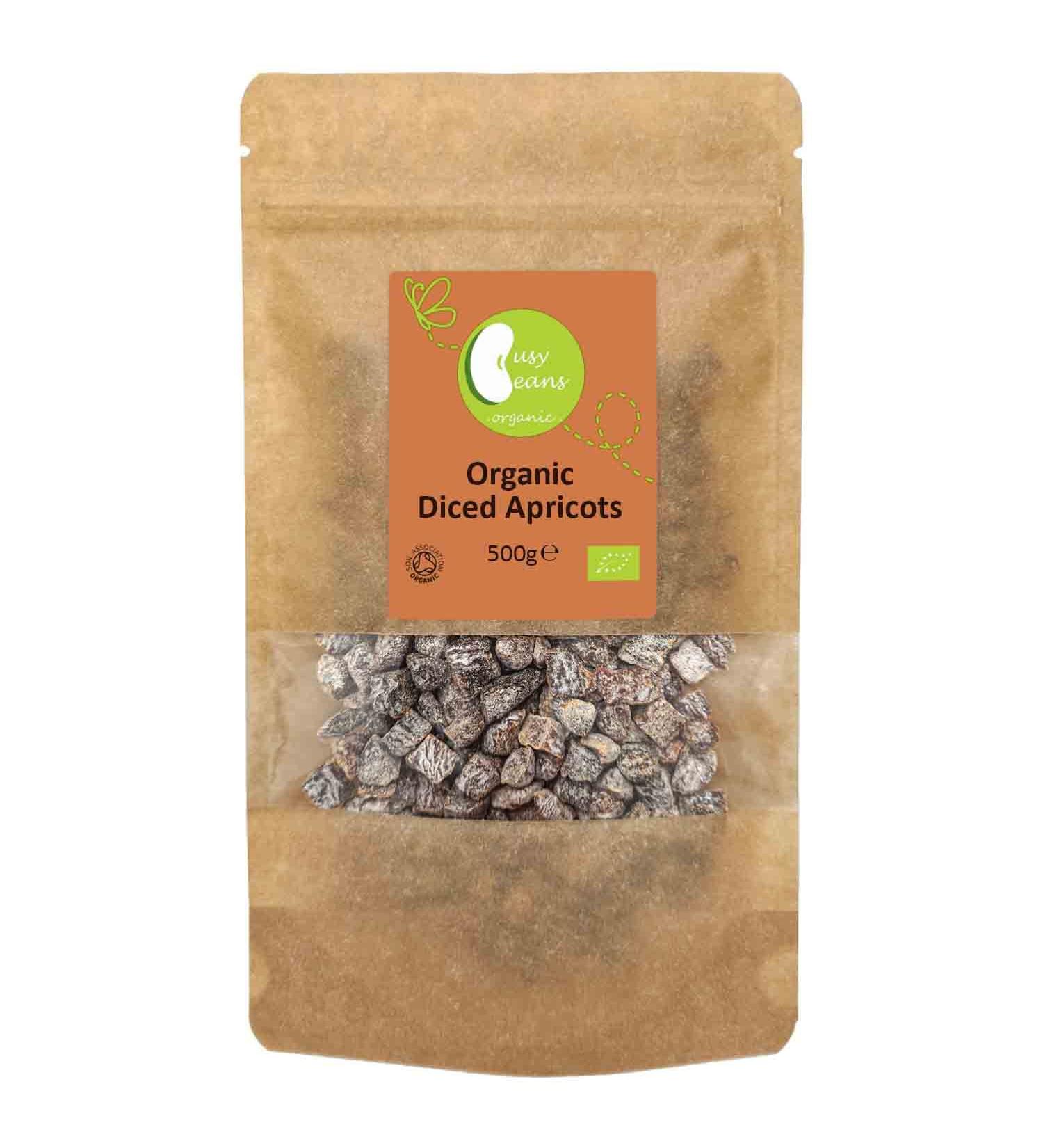 Organic Sun Dried Chopped / Diced Apricots - Certified Organic- by Busy Beans Organic (500g) - Buy Online on GoSupps.com