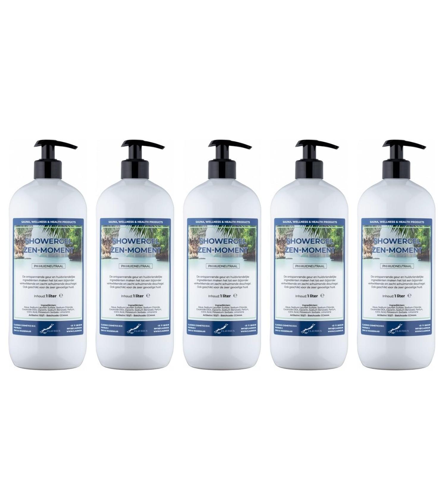 Claudius Showergel Zen Moment 5 x 1 liter with 5 pumps white