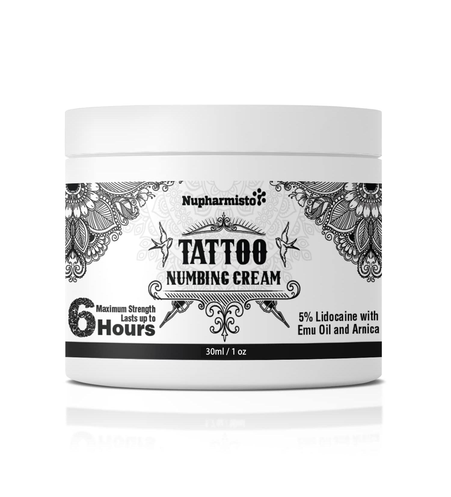 Nupharmisto Tattoo Numbing Cream 30ml | Maximum Strength with Lidocaine, Emu Oil & Arnica | 6 Hours of Pain Relief - Buy Online on GoSupps.com