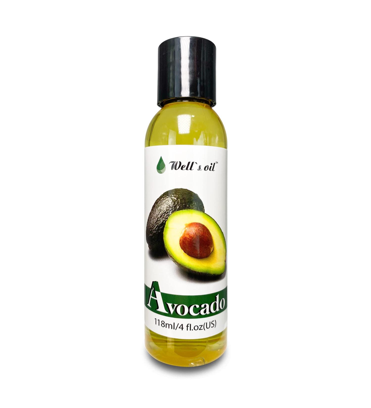 Wells 100% Pure Avocado Oil 4 fl oz - Natural Carrier Oil for Hair, Eyelashes & Brows Growth - Moisturizes and Strengthens Hair, Skin & Nails - Cold Pressed - Buy Online on GoSupps.com