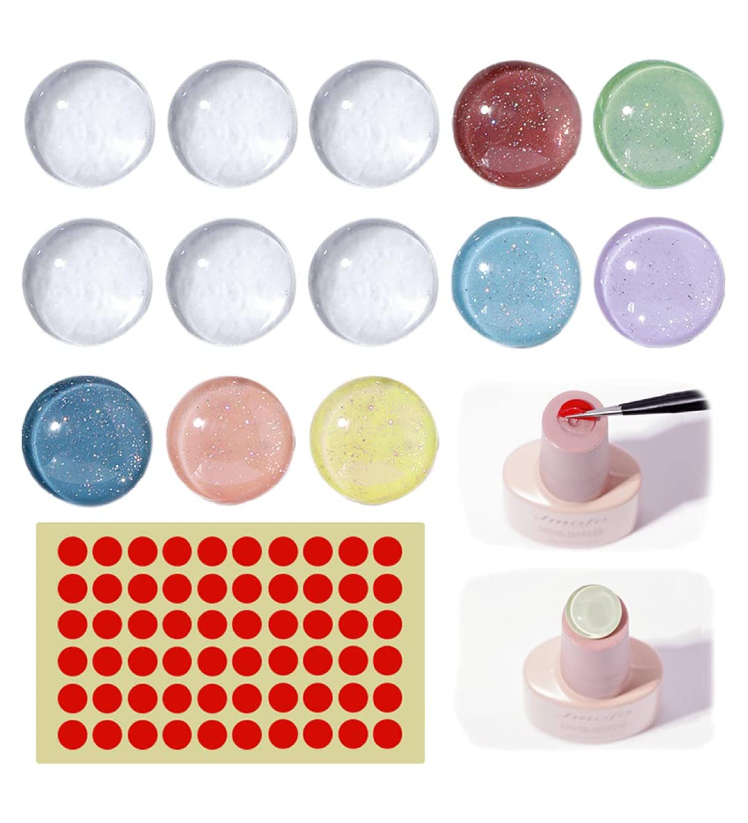 30-Piece Glass Nail Sample Tips Set | Geometric Nail Art Display | Clear Nail Color Showcase | 60 Double-Sided Adhesive Tape for Nail Studios - Buy Online on GoSupps.com