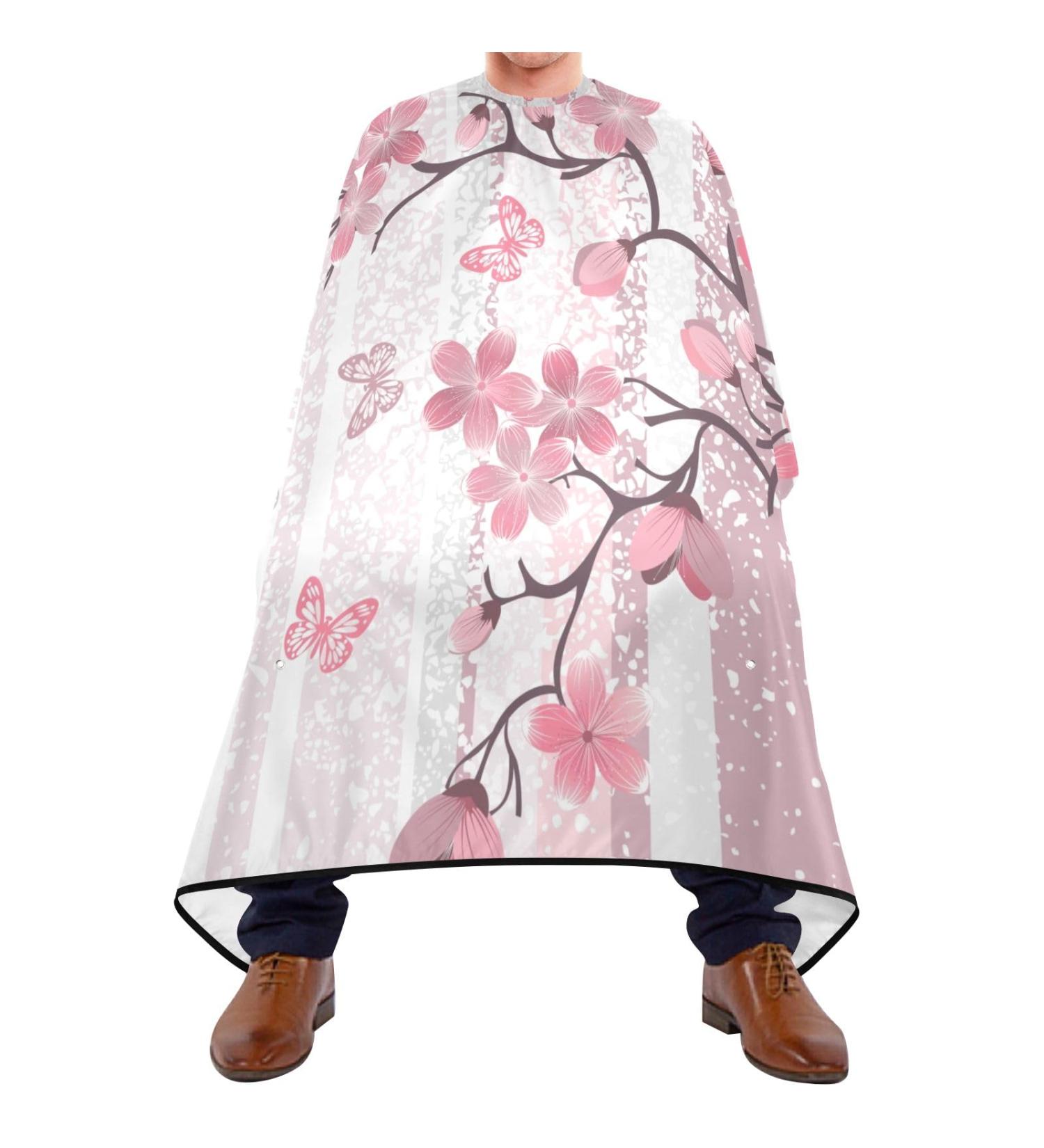 Waterproof Barber Cape - Pink Peach Blossom Cheetah Haircut Bib for Men & Unisex | Professional Hair Cutting Cape - Buy Online on GoSupps.com