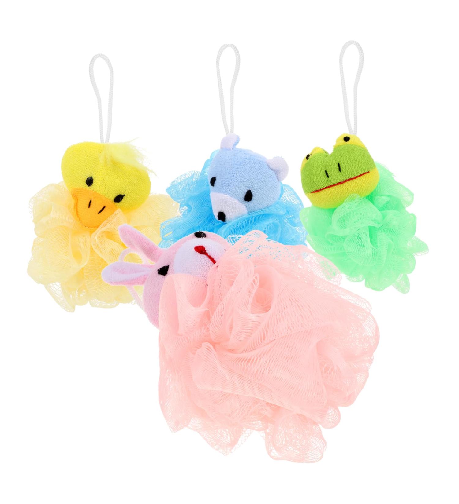 Ipetboom 4pcs Cartoon Bath Ball Set - Baby Sponge & Cleaning Supplies Kids Body Wash Loofah Sponges for Bath Time Fun - Buy Online on GoSupps.com