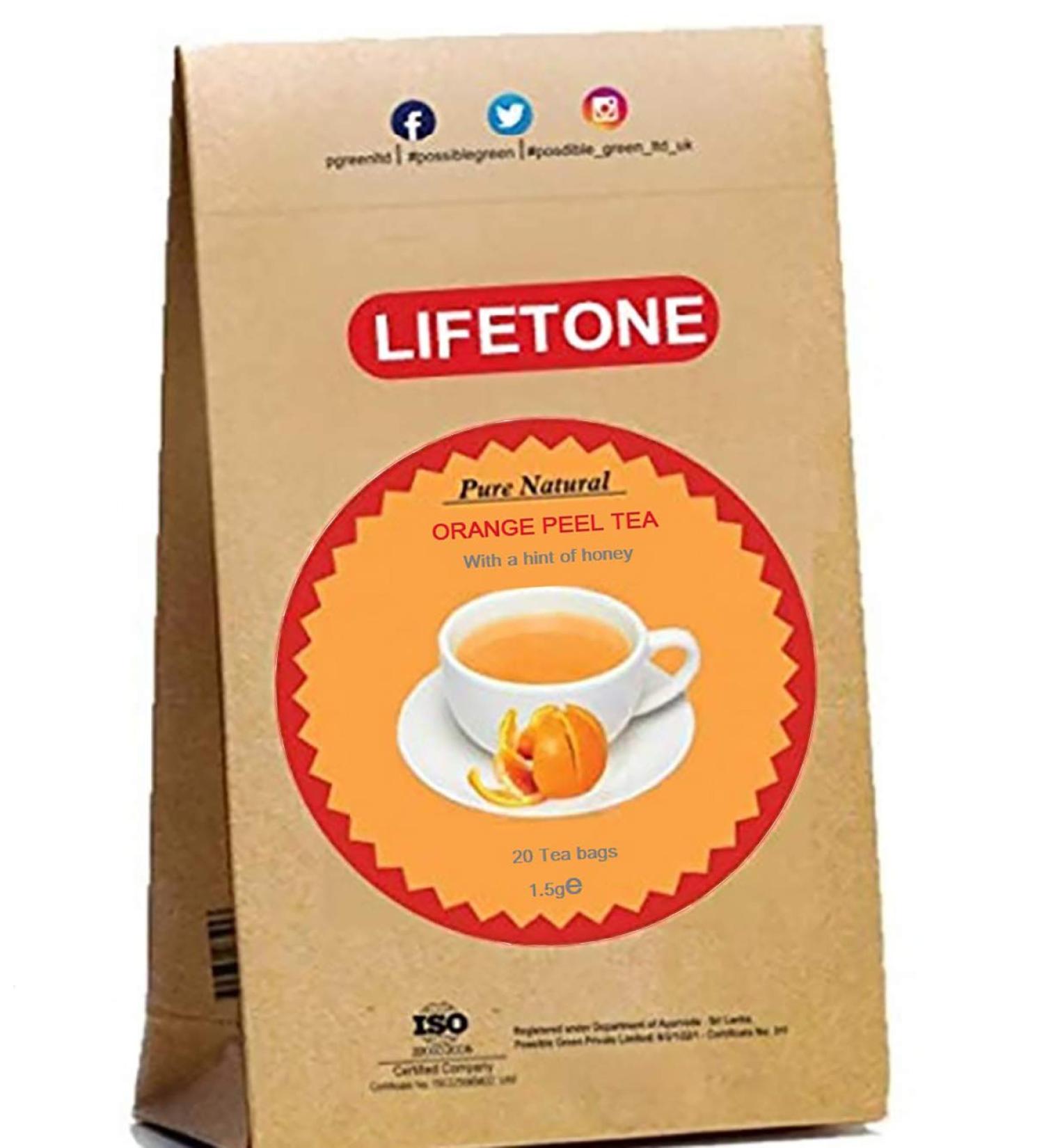 lifetone the tea for better life Orange Peel Honey Tea | Boosts Immunity | Blend with Honey | Skin Detox Tea | 20 Teabags