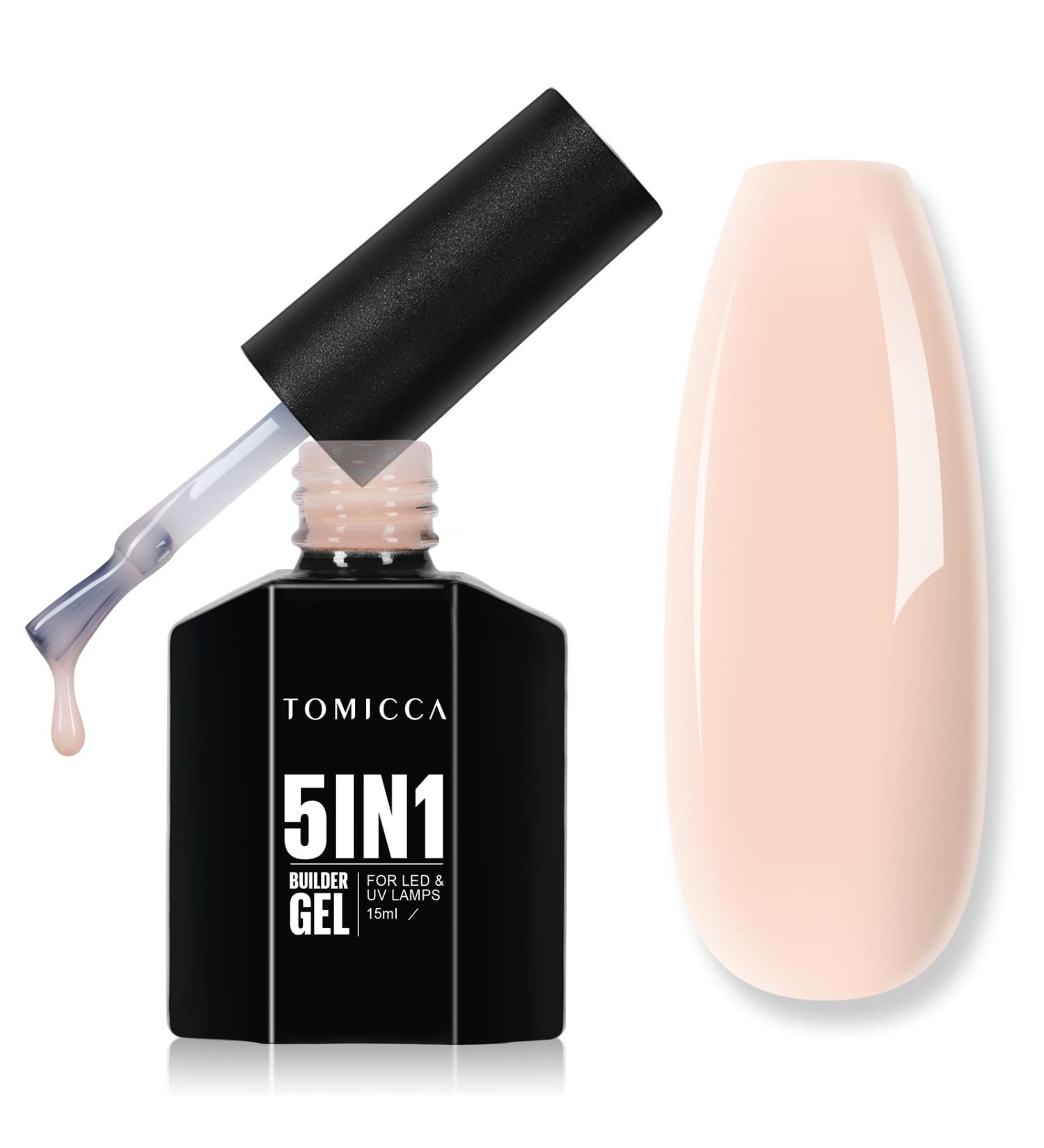 Tomicca 5-in-1 Nude-Rosa Builder Nail Gel 15ml | UV/LED Gel for Nail Extensions Strengthening & Design - Buy Online on GoSupps.com