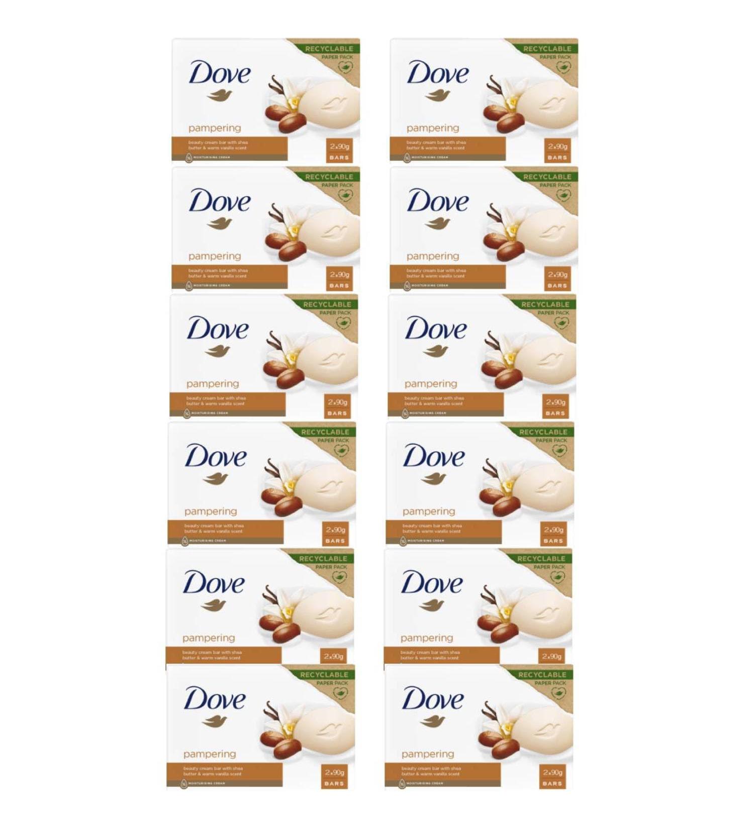  Dove Dove Beauty Cream Bar Solid Soap Various Fragrances 2 x 90 g (12 Units Vanilla & Shea) - Buy Online on GoSupps.com