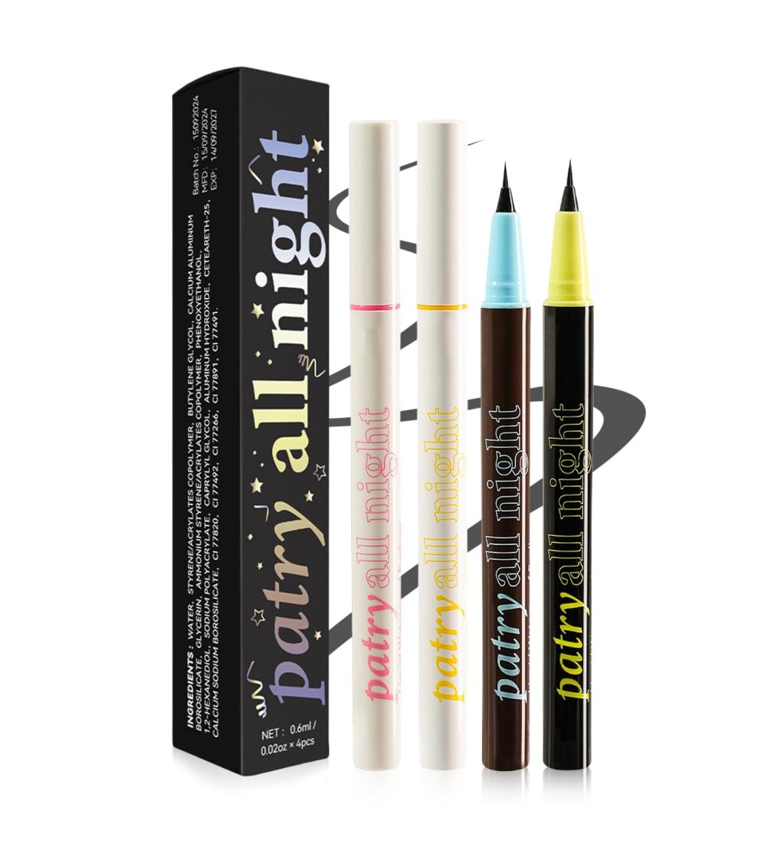 Eyeliner Waterproof AntiFade Makeup 4 Pcs Fine Tip Eyeliner for lovers of beautiful women girlfriends for daily wedding stage performances - Buy Online on GoSupps.com