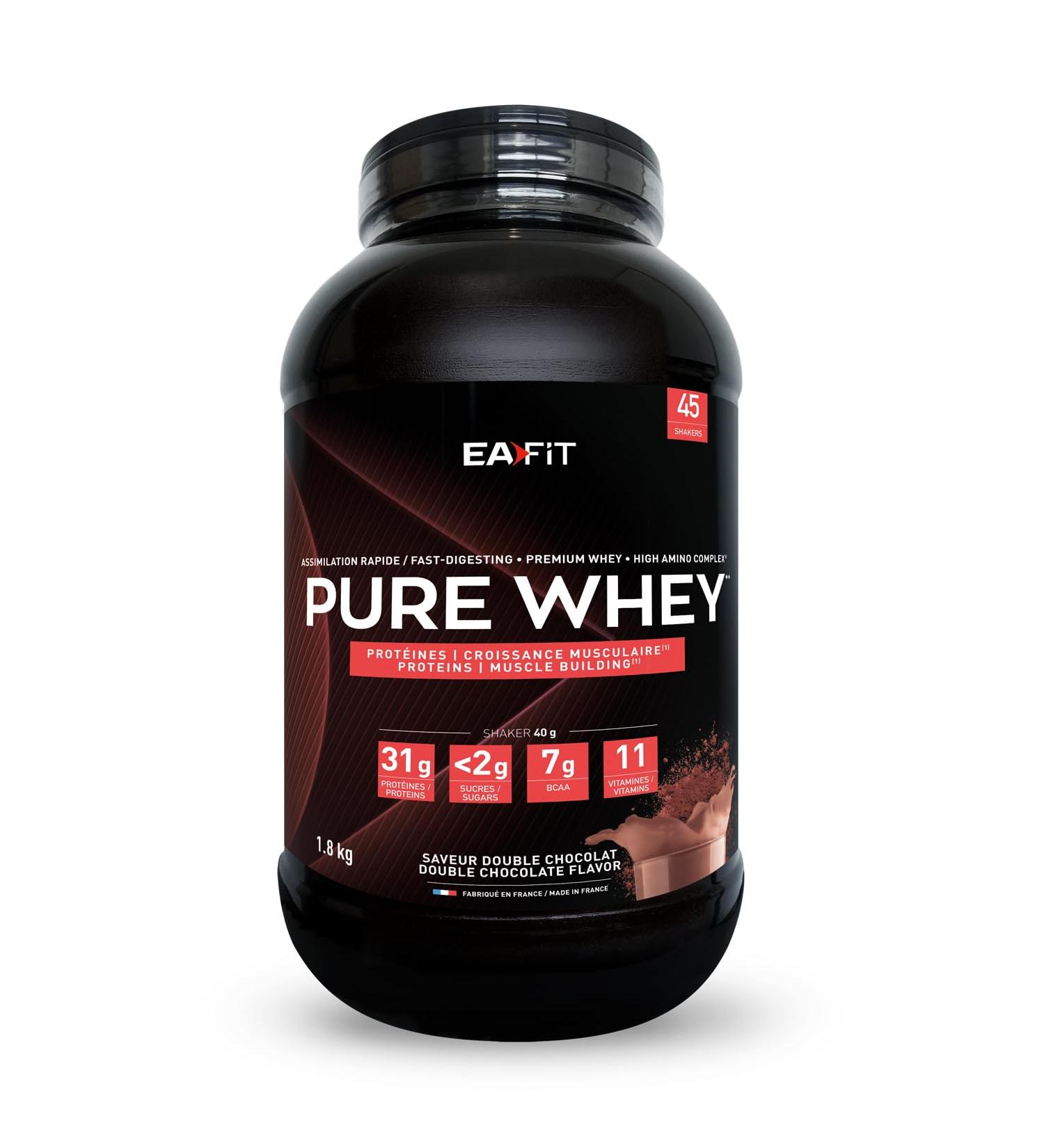 WHEY PROTEIN - Double Chocolat - 1 8 kg - EAFIT - Marque Fran aise N 1 en Nutrition Sportive - 31g de Proteine Whey - BCAA - Shaker Proteine - Pre Workout Musculation - Prot ines Whey Double Chocolat 1 8 kg - Buy Online on GoSupps.com