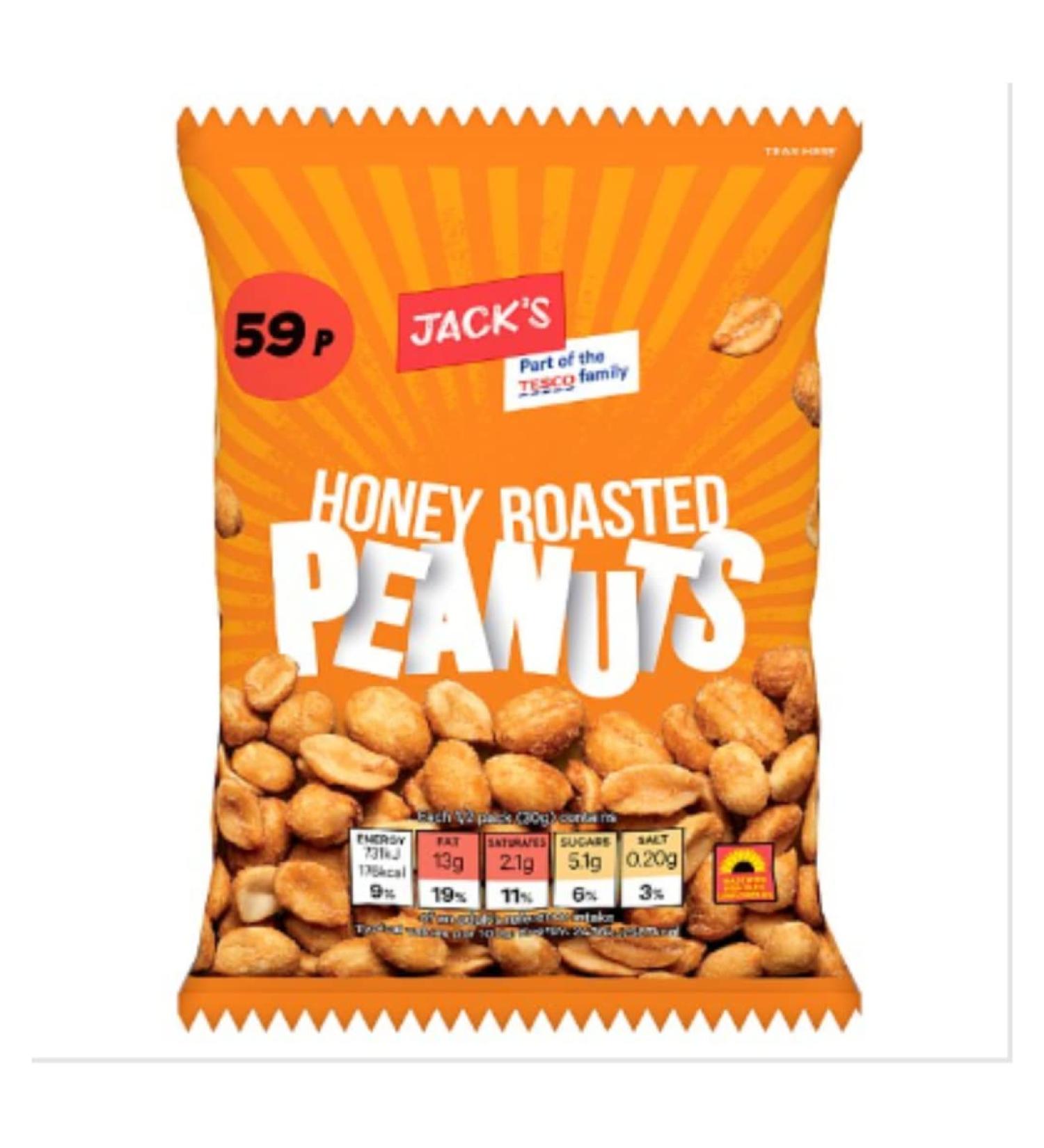 Jack's Honey Roasted Peanuts 60g x Case of 24