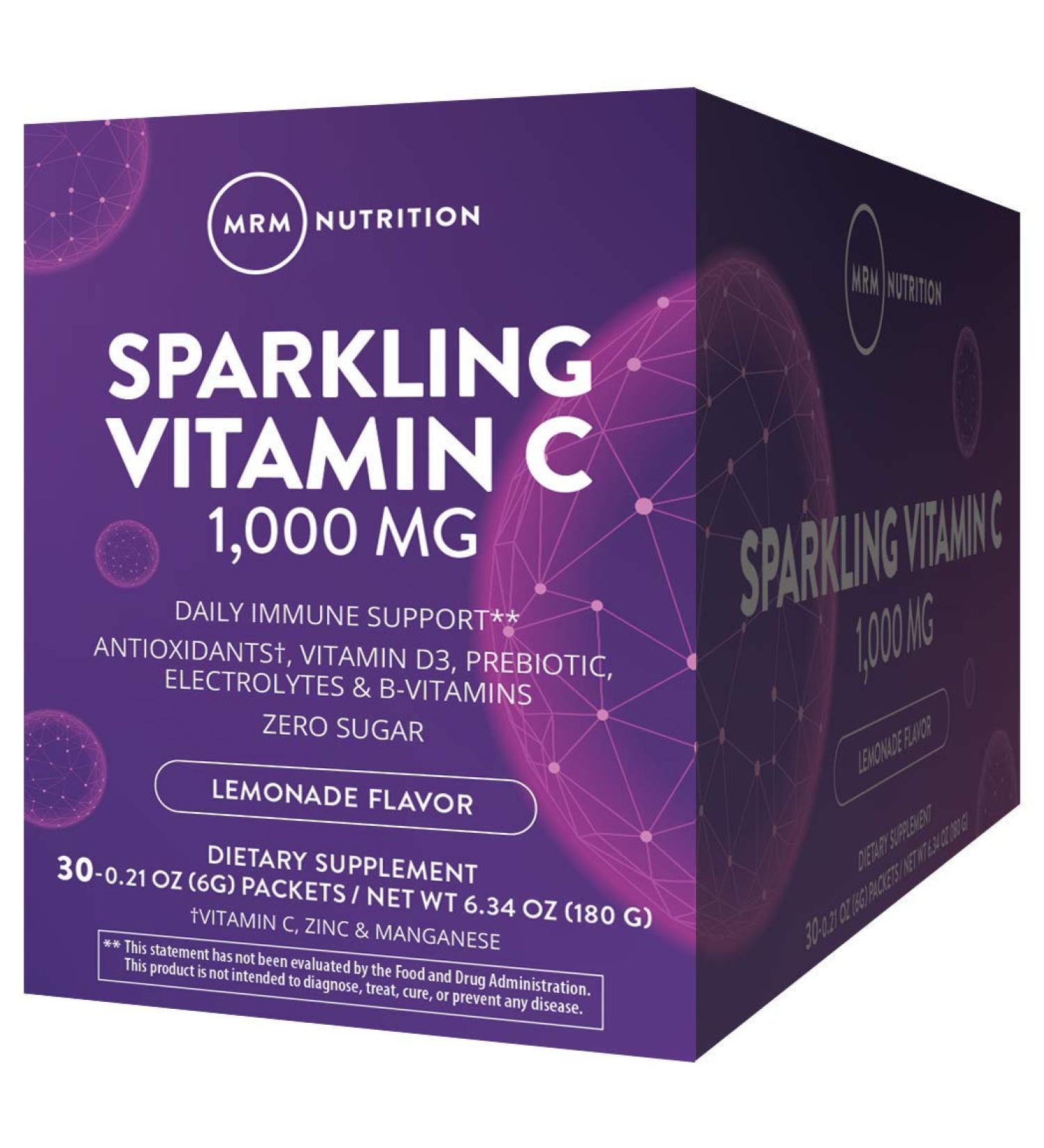 MRM Sparkling Vitamin C Lemonade - 1000 mg, 30 Packets (0.21 oz Each) | Immune Support - Buy Online on GoSupps.com