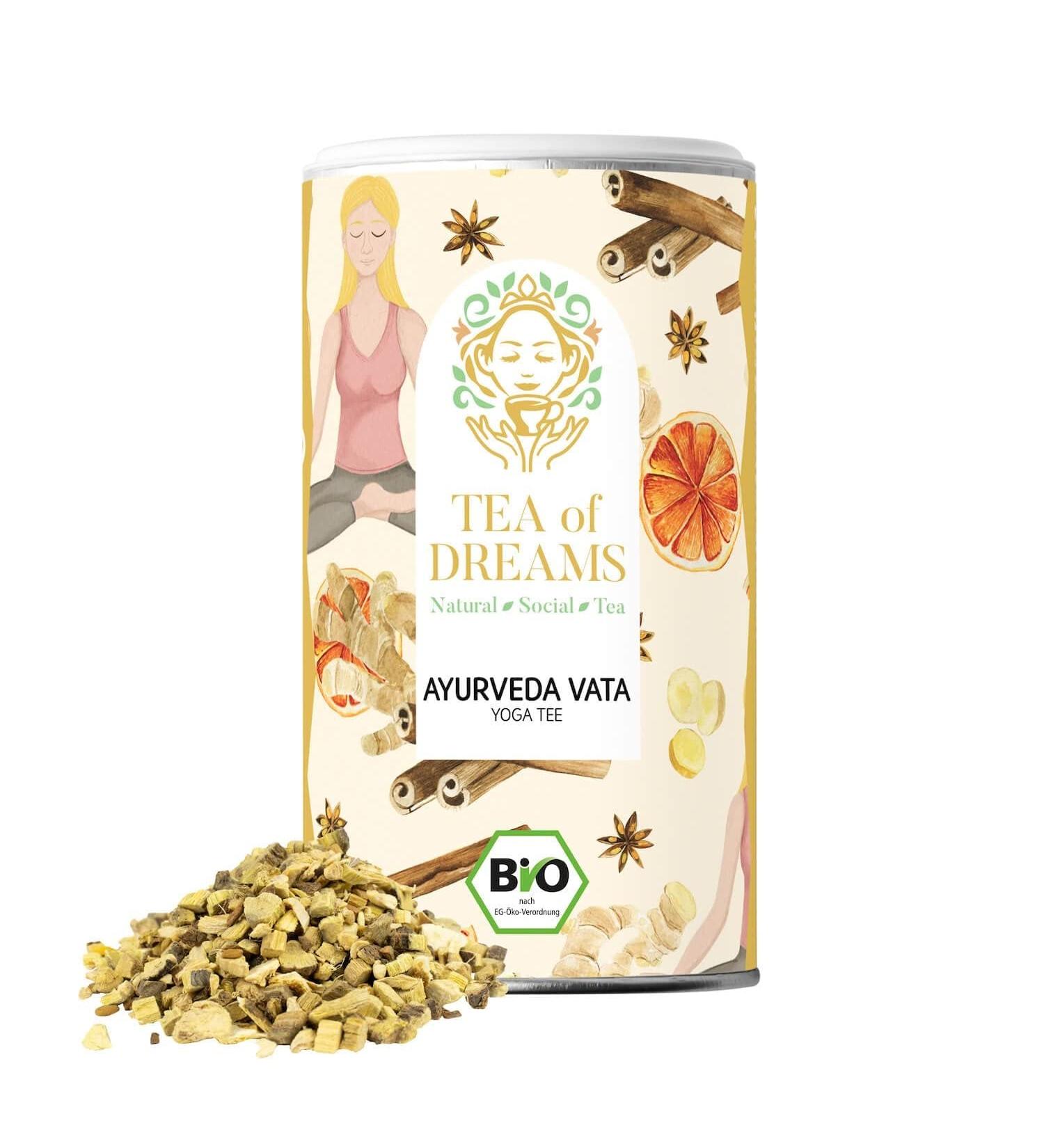  Tea of Dreams Organic Yoga Tea | Herbal Infusion | "Ayurveda Vata" | Loose Leaf Tea | 120 g - Buy Online on GoSupps.com