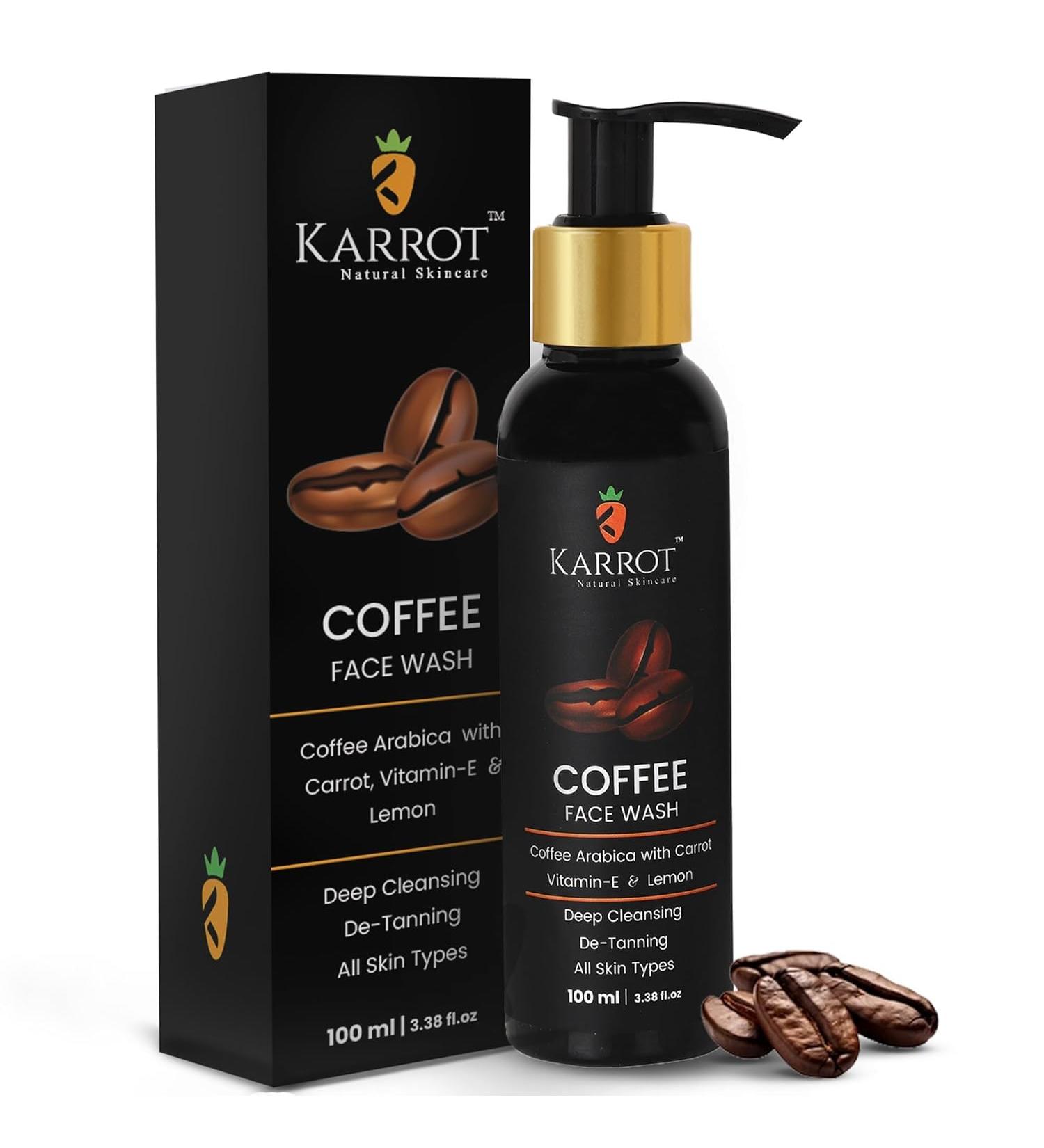 Ka rr ot Natural Skincare Deep Cleansing Face Wash De Tans Skin Arabica Coffee with Carrot Vitamin E and Lemon Paraben SLS and Cruelty Free For Women and Men Suitable for All Skin 100 ml - Buy Online on GoSupps.com