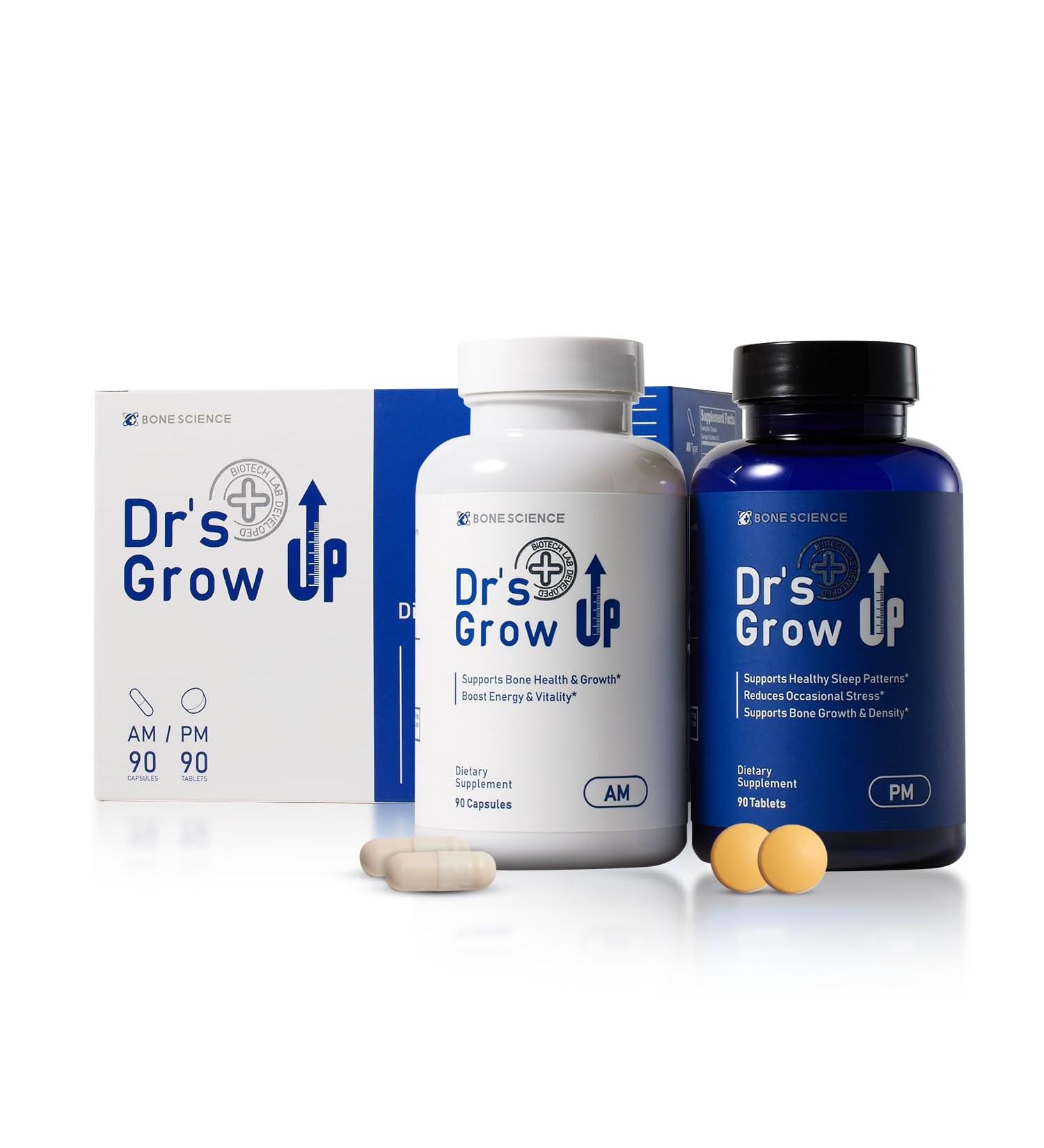 BONE SCIENCE Dr s Grow UP AM & PM Bone and Growth for Kids and Teens Day and Night System Daily Formula with Highly Absorbable Essential Minerals Vitamin D3 and K2 (MK-7) - Buy Online on GoSupps.com