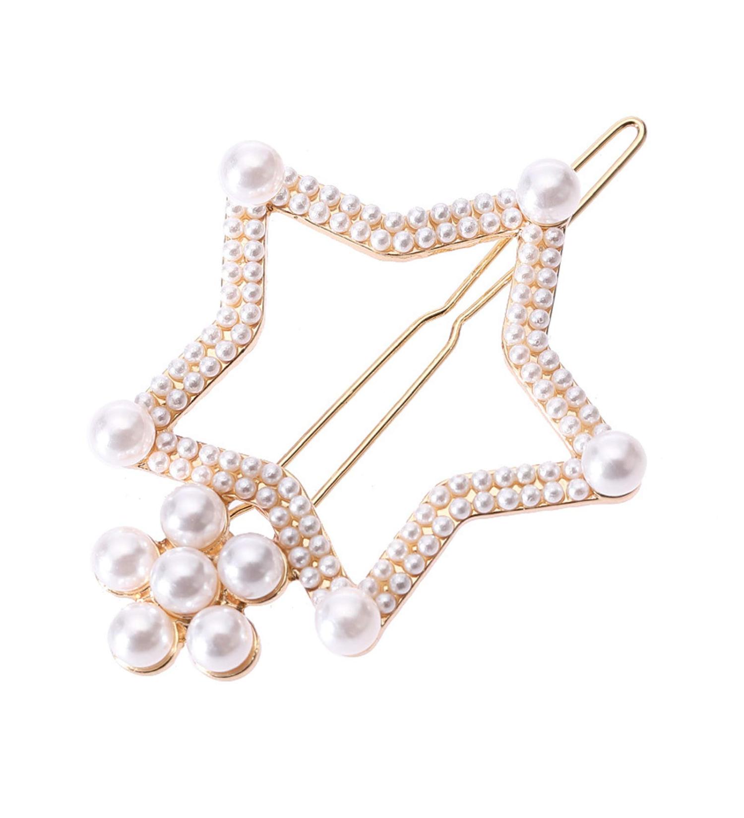 Attractive Elegant Hair Clips Pearl Five-pointed Star Barrettes Bobby Pin Hairpin for Ladies Women Girls Hair Clips Female Elegant Wedding Hair Accessories - Buy Online on GoSupps.com