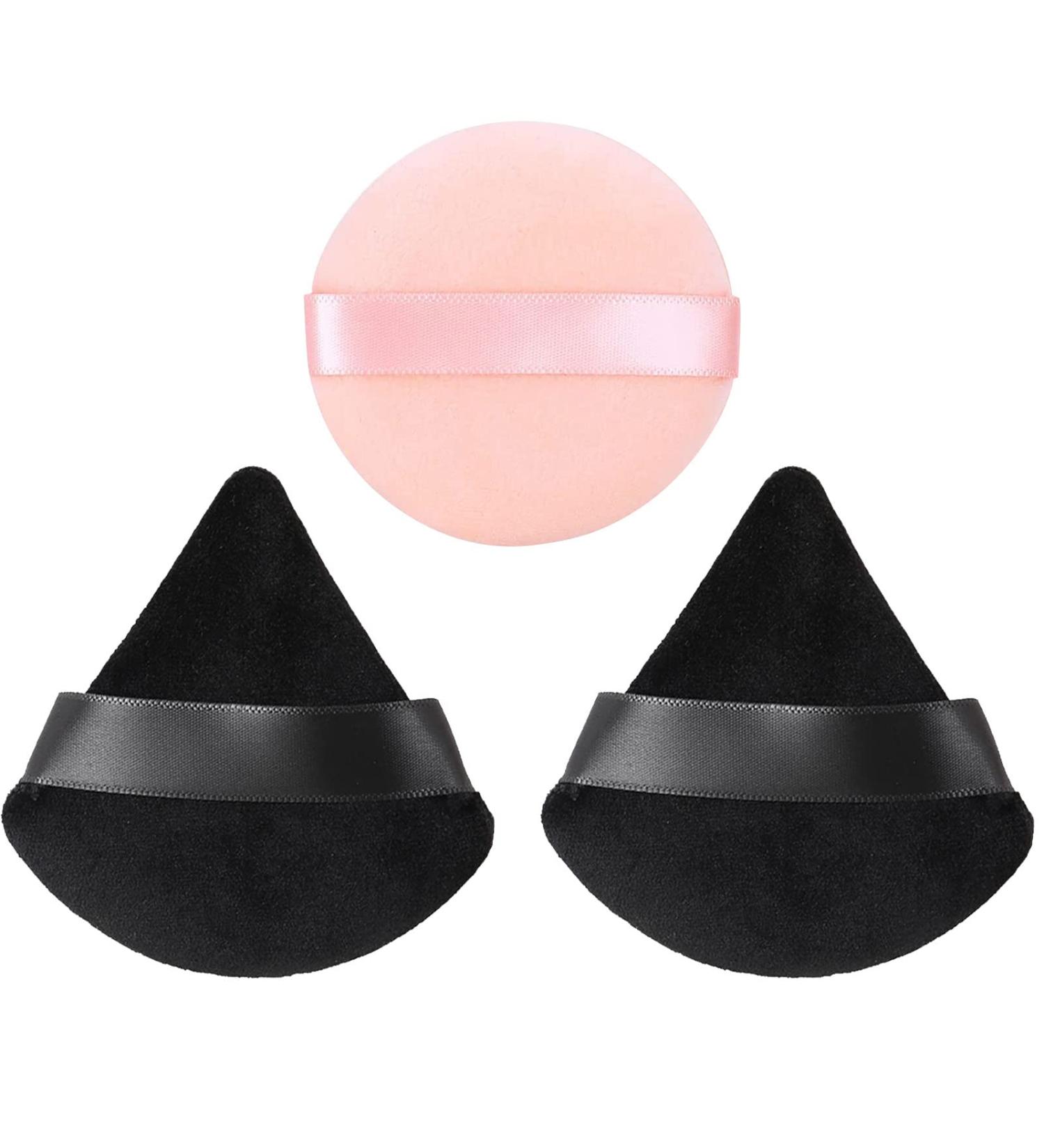 Buy HEYMKGO 3 Pcs Powder Puff Set Triangle Velvet Makeup Sponge for Dual Use | Reusable Wet & Dry Face Cleansing Puff | International Shipping Available - Buy Online on GoSupps.com