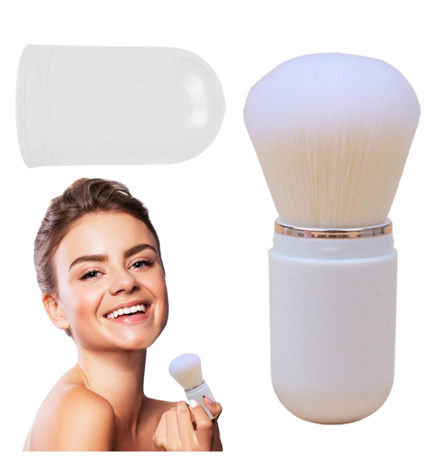 Retractable Brush - Travl Makeup Blush Brush | Retractable Compact Portable Makeup Blush Lid Included | Soft Bristles Makeup Brush For Powder Women Brushes Accessories white - Buy Online on GoSupps.com