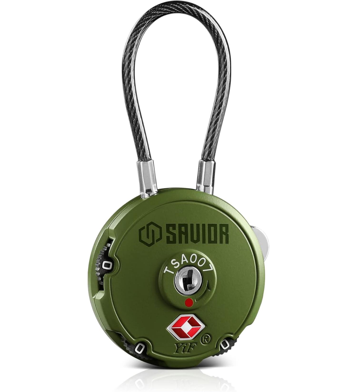 Savior Equipment Quality TSA Approved 3 Digit Combination Cable Travel Luggage Locks for Rifle Bag Firearm Gun Case Accessories Ammo Boxes Outdoor Storage - Olive Drab Green - Buy Online on GoSupps.com