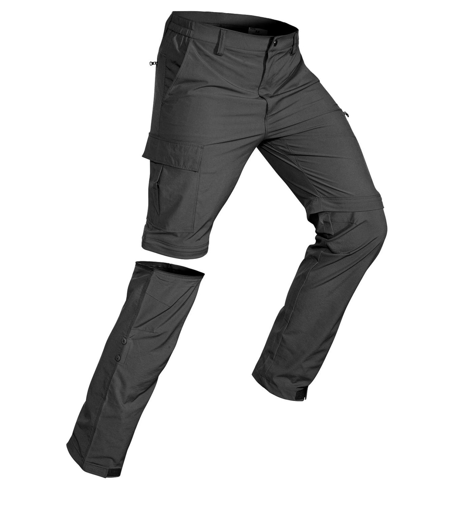 Shop Waspornow Men's Zip-Off Hiking Trousers | Breathable Fast-Drying Trekking Pants with 5 Pockets - XL Dark Gray - Buy Online on GoSupps.com