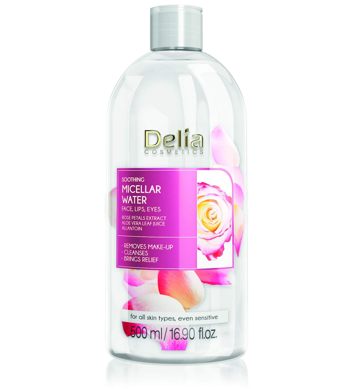  Delia Cosmetics Delia Cosmetics - Soothing micellar water - Facial cleansing with rose petals and allantoin extract - Clean soft fresh and soothed skin - For dry and dehydrated skin - 500ml - Buy Online on GoSupps.com