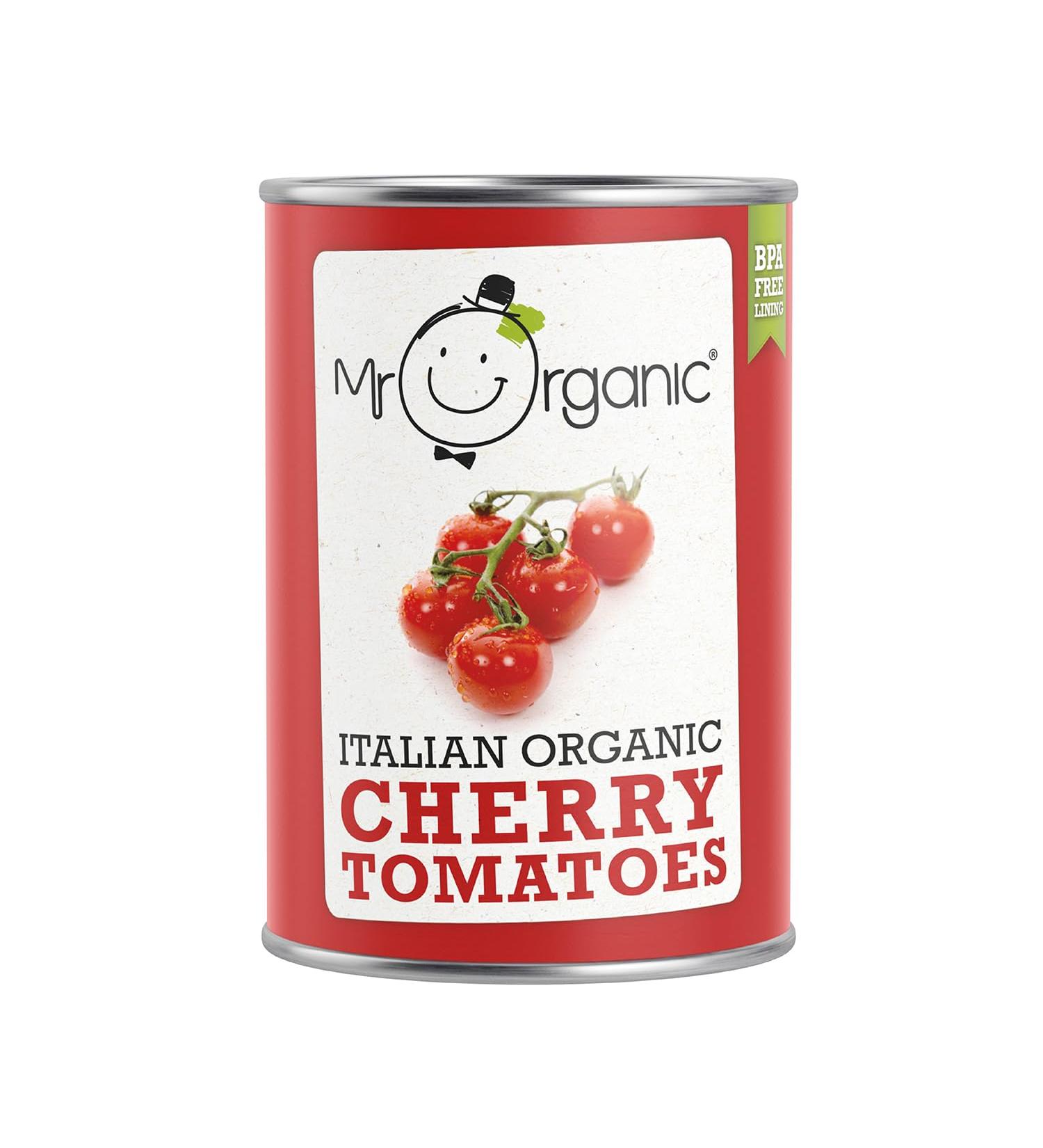 Mr Organic Italian Cherry Tomatoes 400g - Non GMO, Preservative-Free, Gluten-Free, Vegan - Made with Italian Tomatoes - Pack of 1 - Buy Online on GoSupps.com