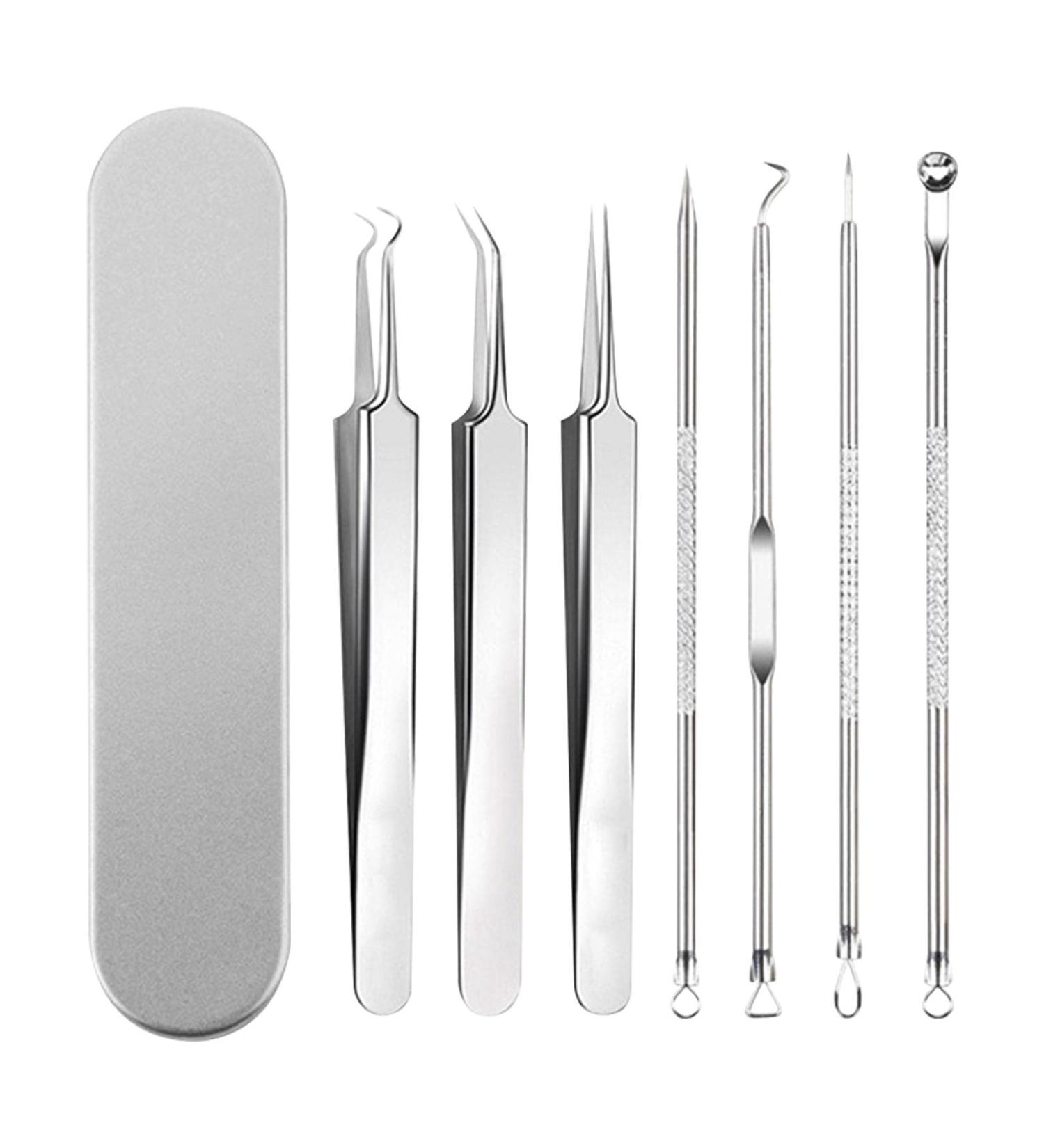 7Pcs Blackhead Remover Tool Set Professional Pimple Spot Popper Acne Comedone Extractor Kit Stainless Steel Blackhead Removal for Blemishs Whitehead Popping Spot Zit Removing with Case(Silver) - Buy Online on GoSupps.com