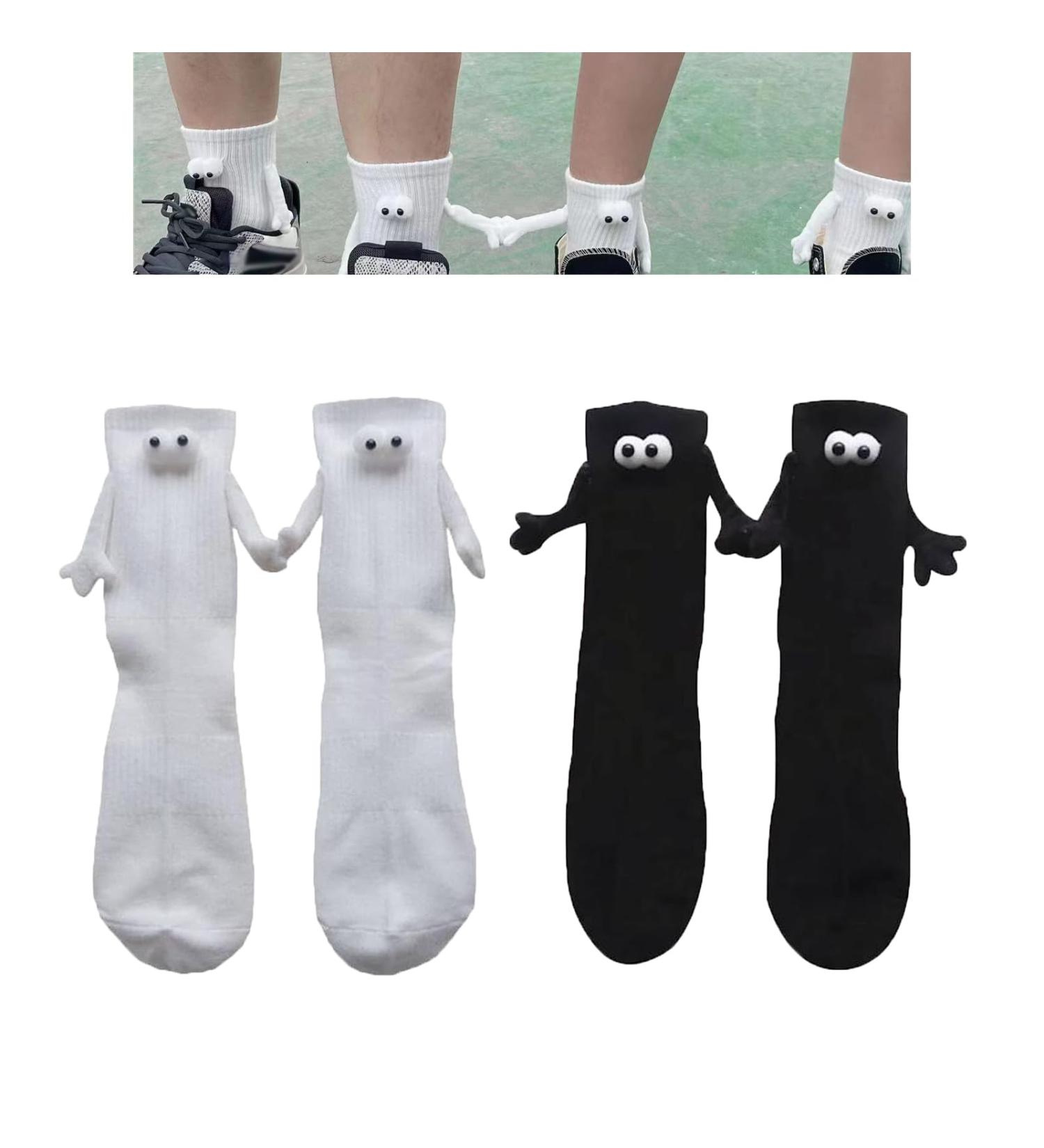 Innovative INHLUGLK Magnetic Hand Holding Couple Socks - White+Black - Buy Online on GoSupps.com
