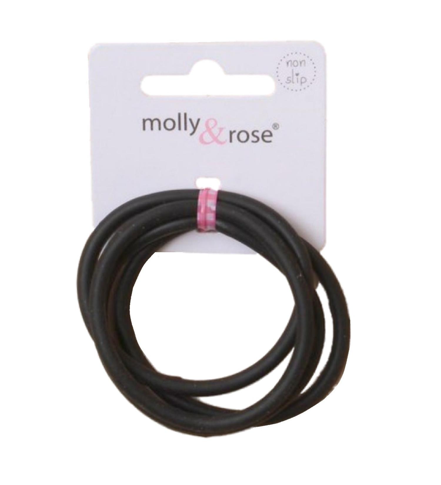 Set of 4 black silicone hair ties non-slip
