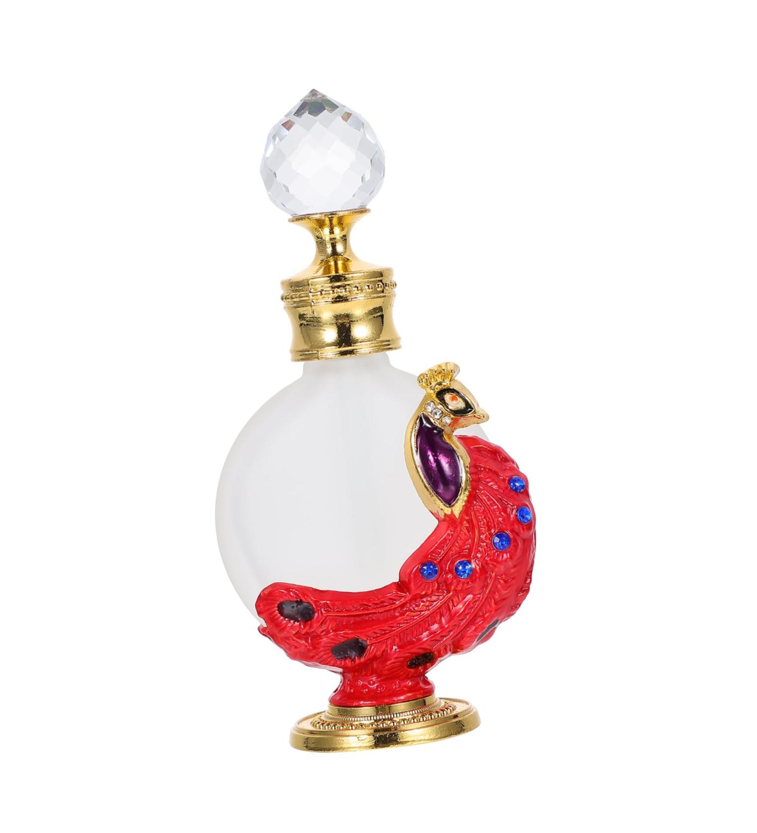 Ipetboom 1pc Peacock Essential Oil Bottle Rhinestone Decor Perfume Dropper Bottle Gold Decor Peacock Perfume Arabian Perfume Oil Ladies Women Travel Container Glass Liquid Red - Buy Online on GoSupps.com