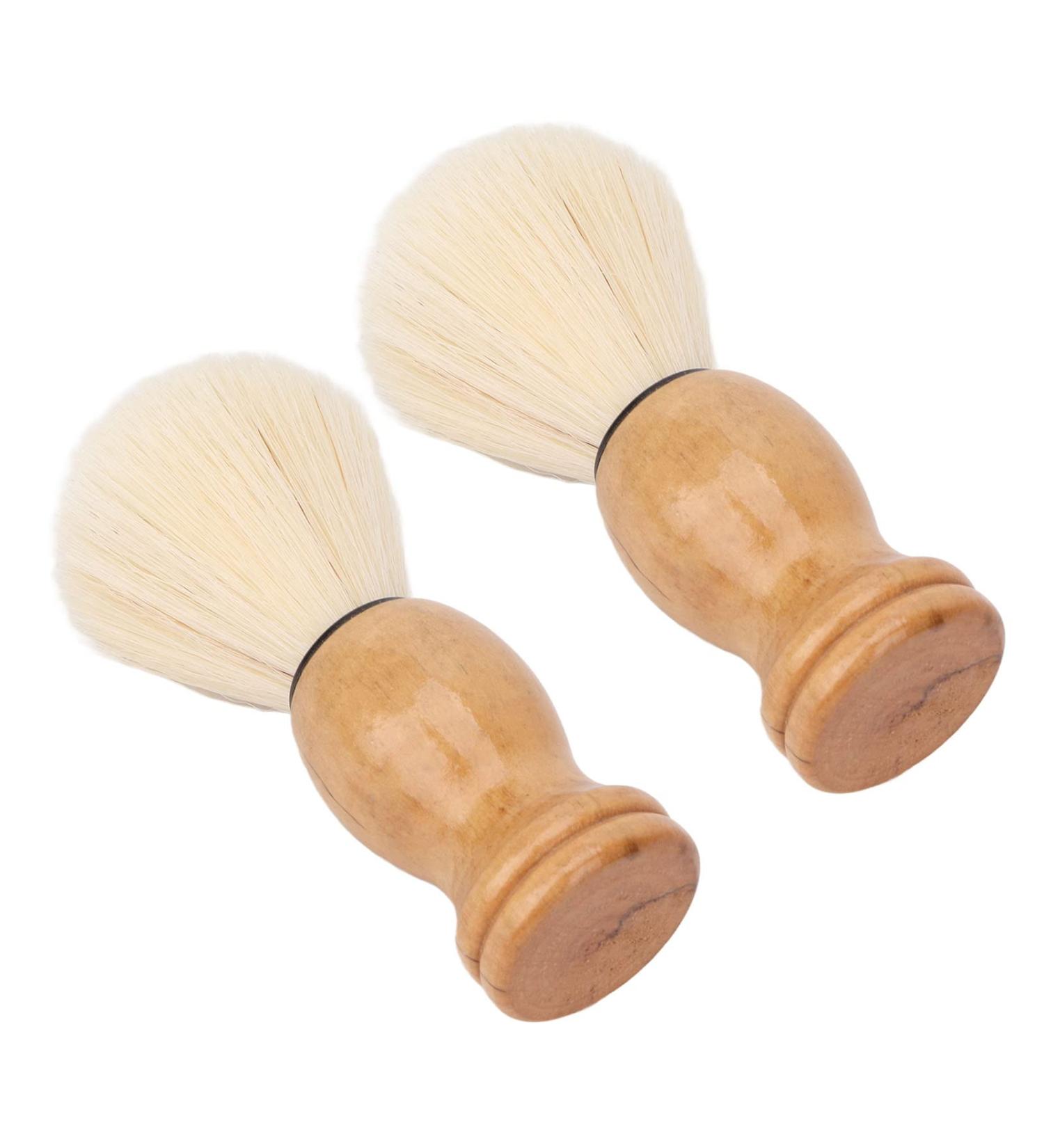 2-Pack Men's Razor Brush with Wooden Handle | Long-Lasting Synthetic Beard Foam Brush & Skin-Friendly Beard Care Cream Tool - Buy Online on GoSupps.com